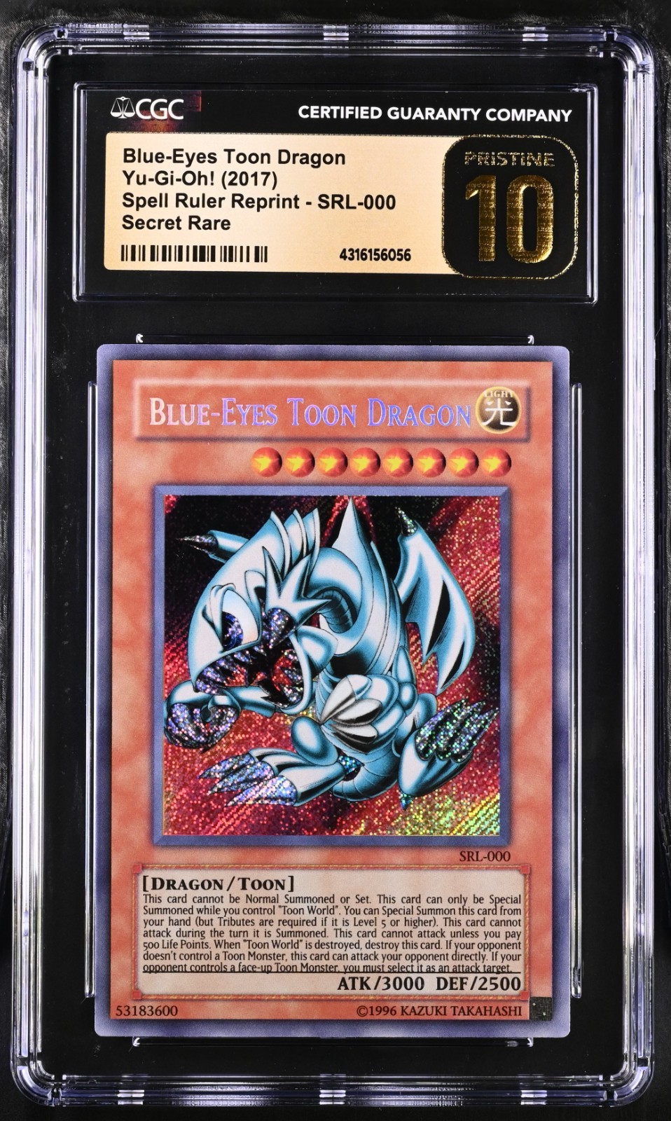 YuGiOh GRADED Blue-Eyes Toon Dragon SRL-000 SRL SEC PRISTINE 10 CGC ENGLISH