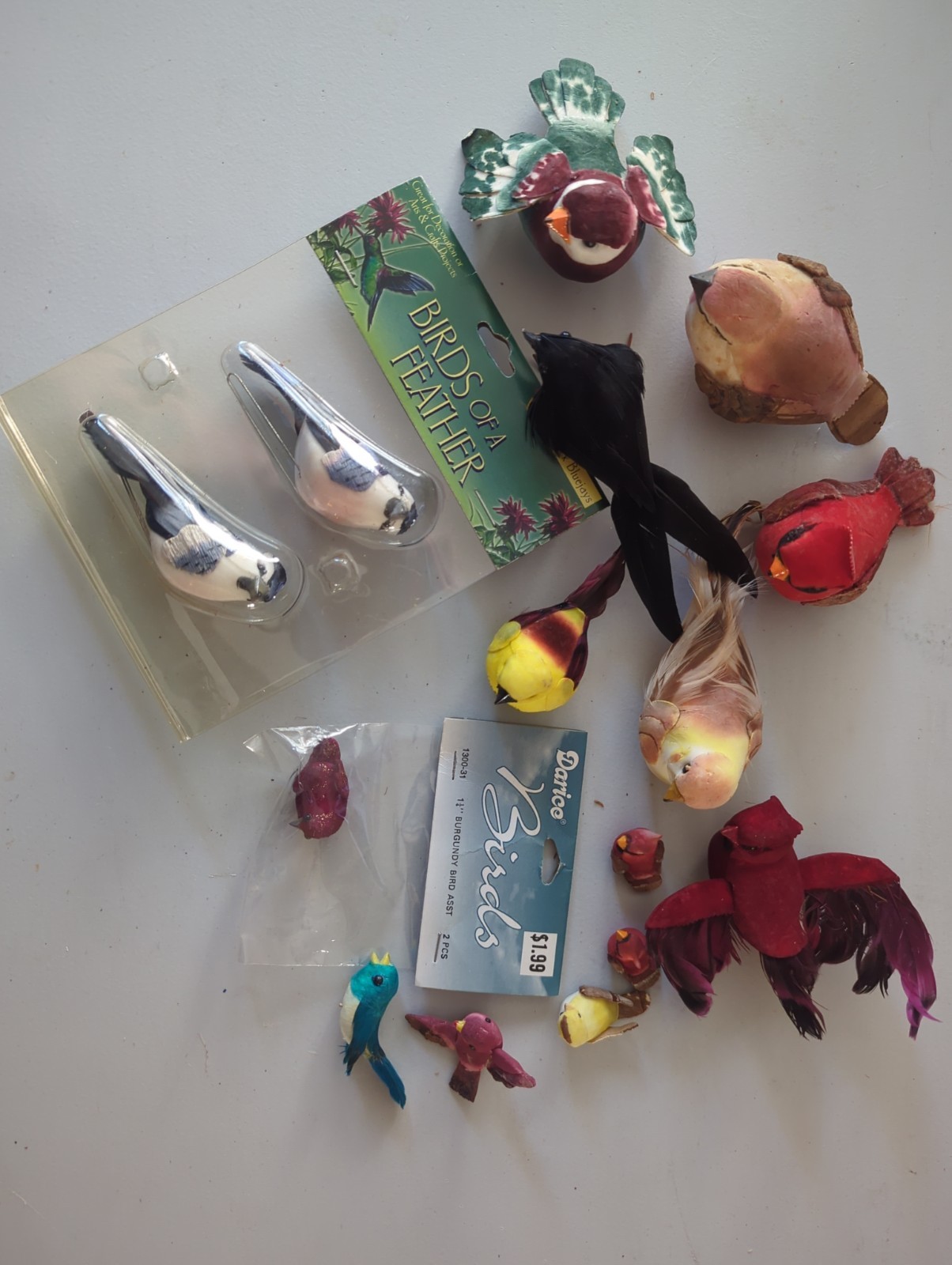 Large Lot of 15 Floral Crafting Birds, Mushroom Birds, Some Vintage 1950s-1990s Large Lot of 15 Floral Crafting Birds, Mushroom Birds, Some Vintage 1950s-1990s