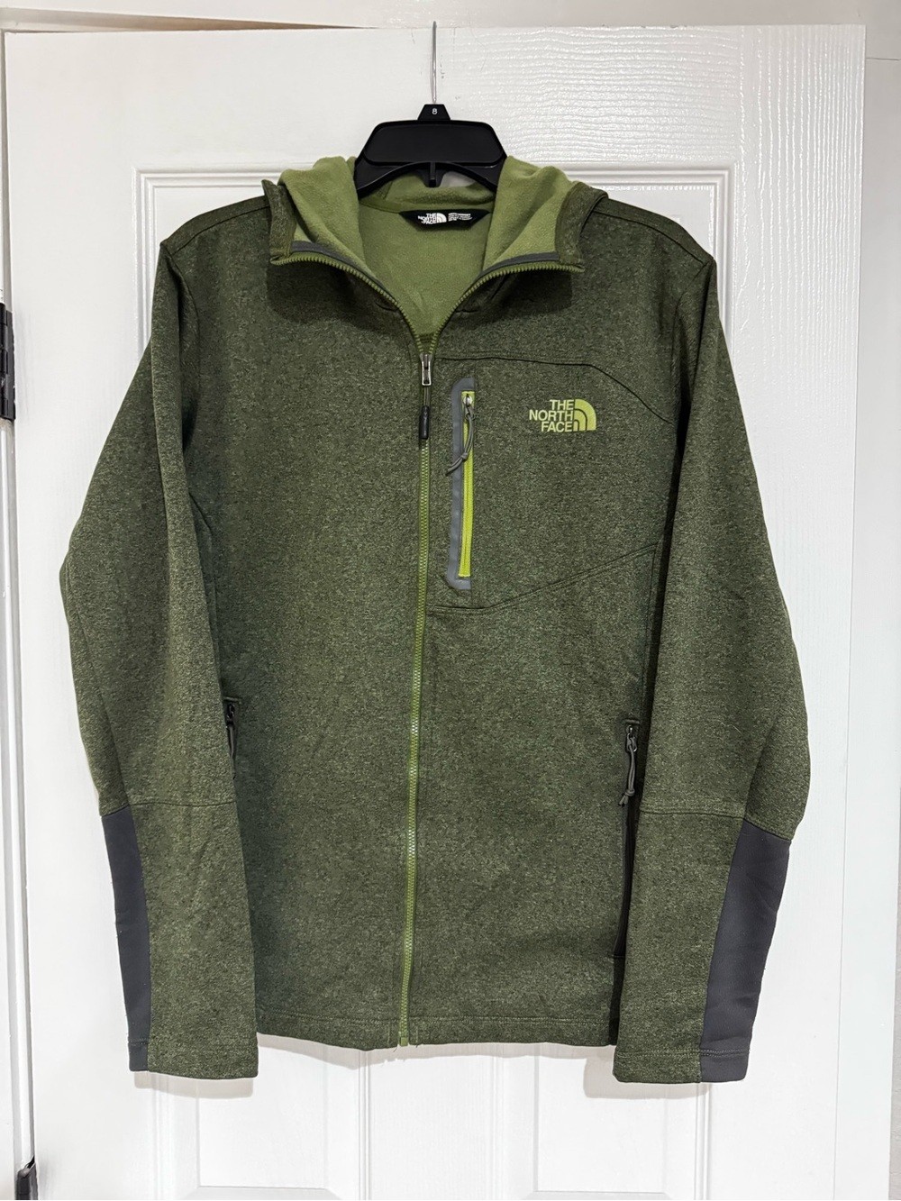 The North Face Olive Green Lightweight Hooded Jacket with Dark Sleeve Panels