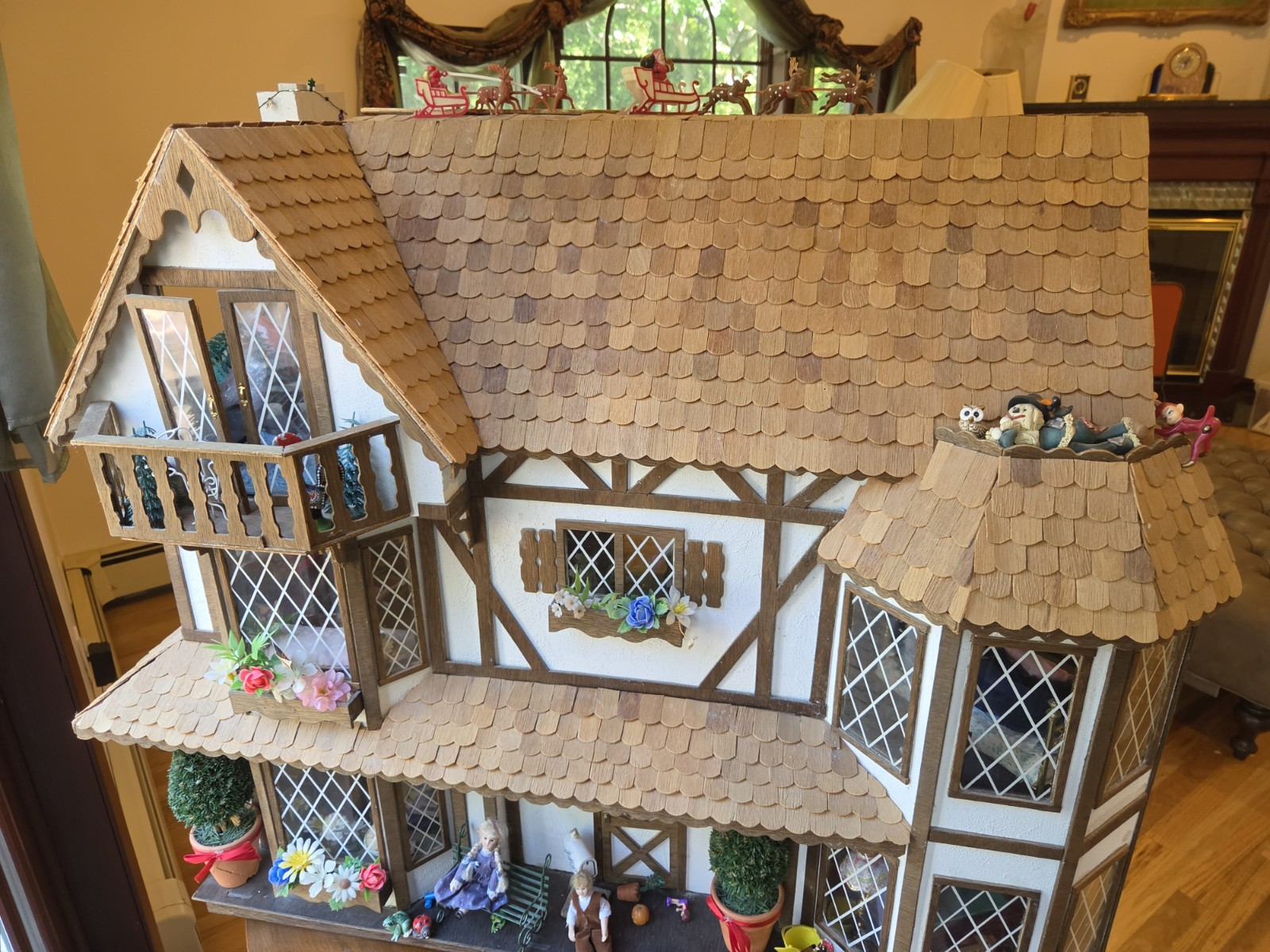 Large Tudor Doll House w/ Electric,  Extensions fully Furnished dolls much more