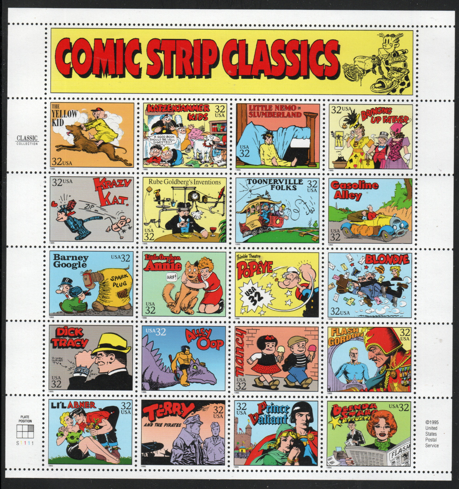 ALLY\'S STAMPS US Scott #3000 32c American Comics - Pane [20]  MNH [FP-7]