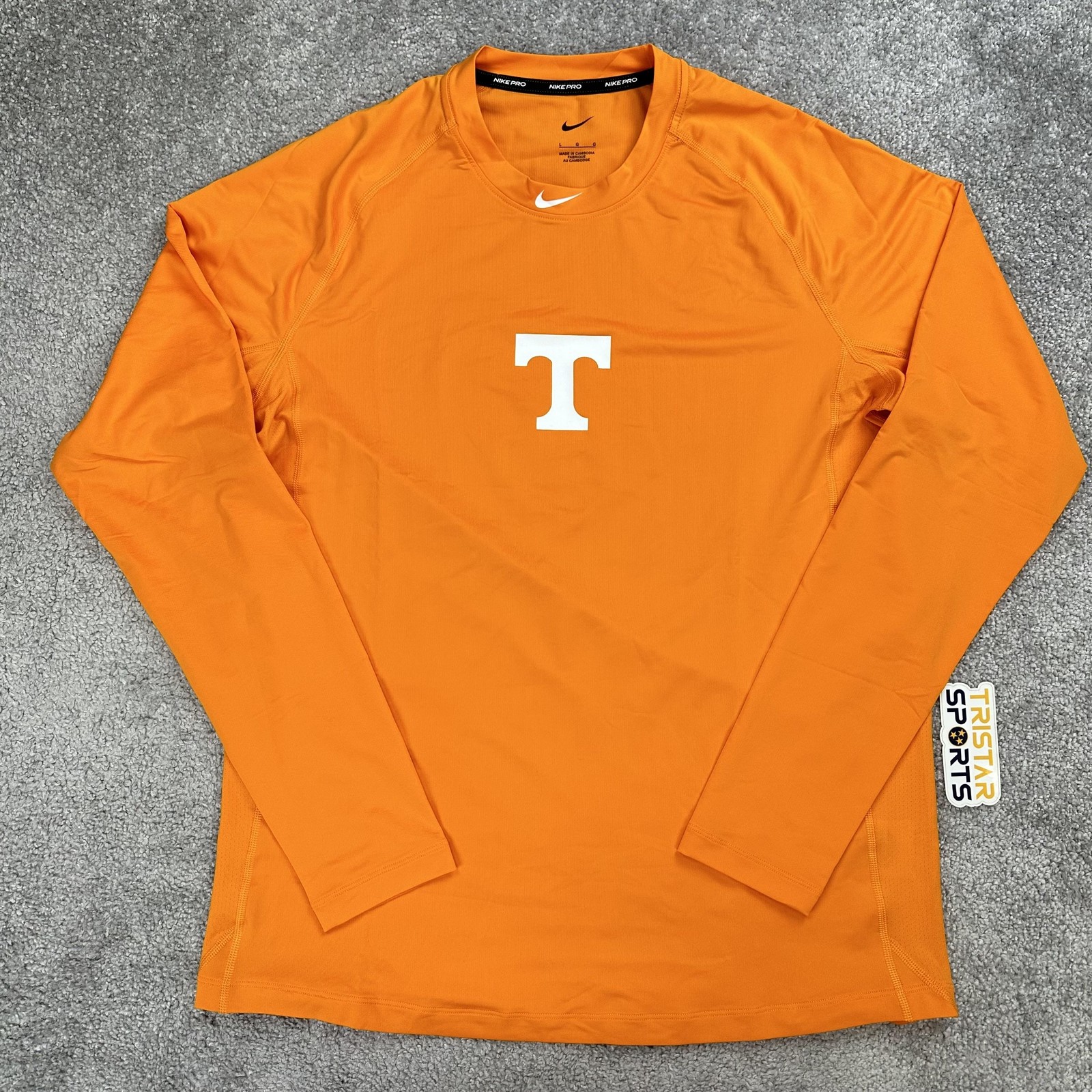 Tennessee Volunteers Shirt Mens Large Orange Nike Pro Football Long Sleeve PE