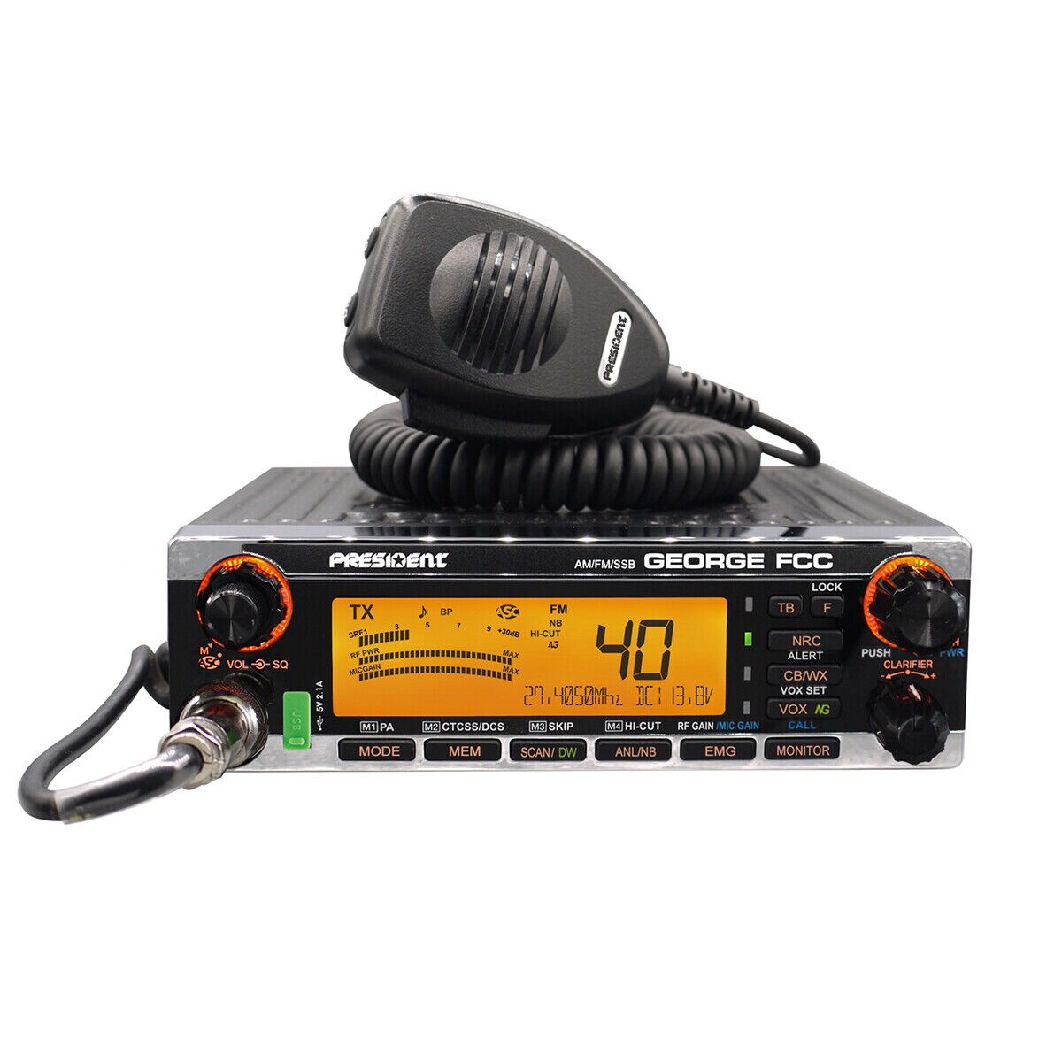 President George FCC 40 Channel 12V CB Radio AM/FM/SSB/PA Weather and CTCSS/DSC