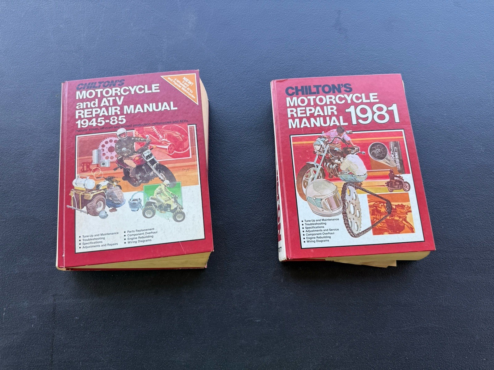 Lot Of 2 Vintage CHILTON'S MOTORCYCLE Repair Manuals 1981 And 1985