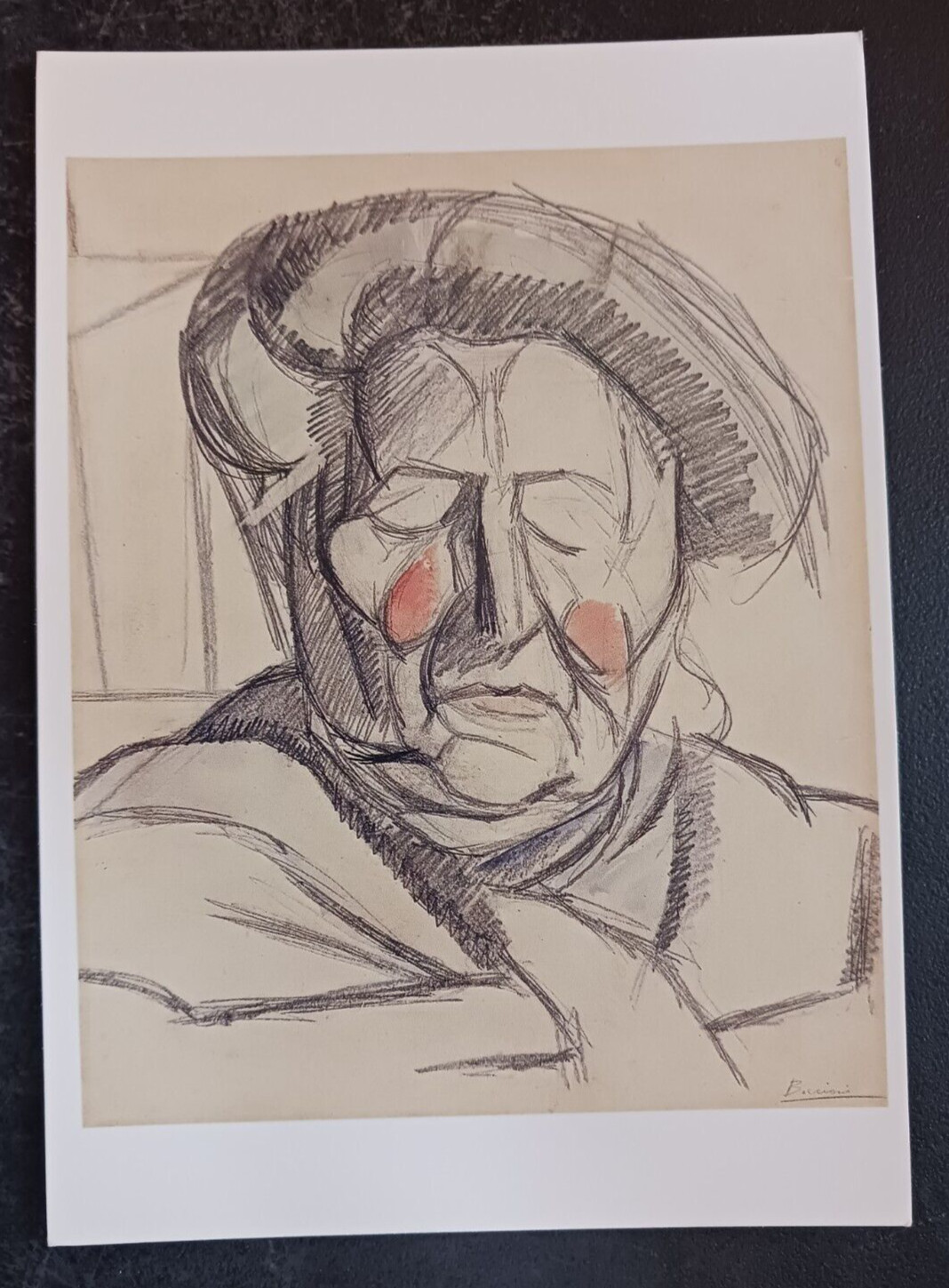 postcard art Umberto Boccioni Artist\'s Mother drawing Met unposted postcard art Umberto Boccioni Artist\'s Mother drawing Met unposted