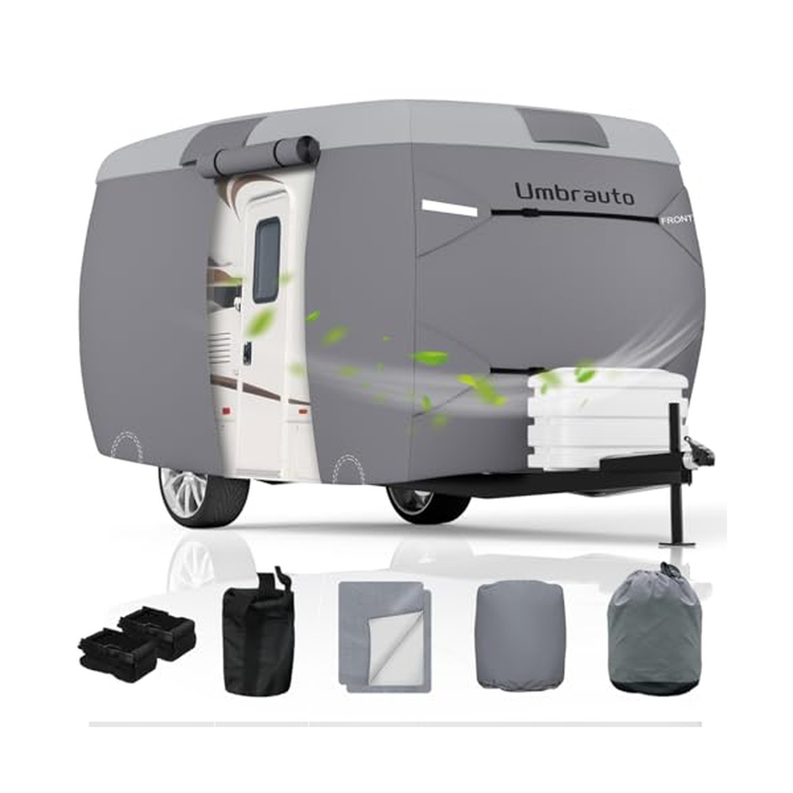 Umbrauto Fiberglass Travel Trailer Cover Fits 11\'-13\' Trailers, Upgraded 9 La... Umbrauto Fiberglass Travel Trailer Cover Fits 11\'-13\' Trailers, Upgraded 9 La...