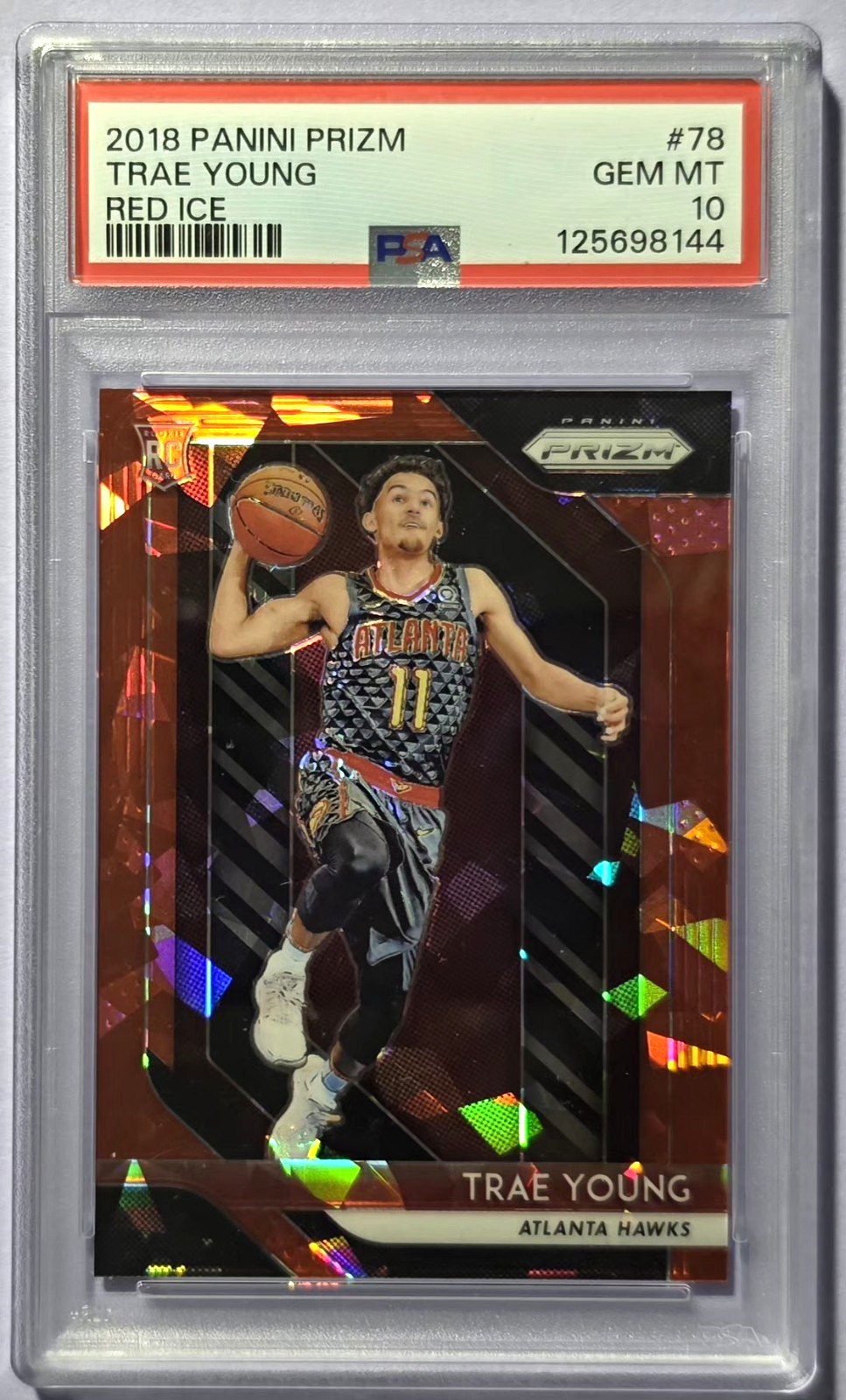 2018-19 Panini Prizm Trae Young RC #78 Red Ice Prizm Atlanta Hawks PSA 10 2018-19 Panini Prizm Trae Young RC #78 Red Ice Prizm Atlanta Hawks PSA 10