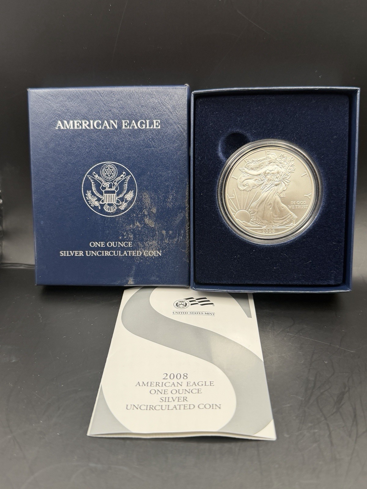 2008 W Uncirculated American Silver Eagle Coin -OGP With COA 2008 W Uncirculated American Silver Eagle Coin -OGP With COA