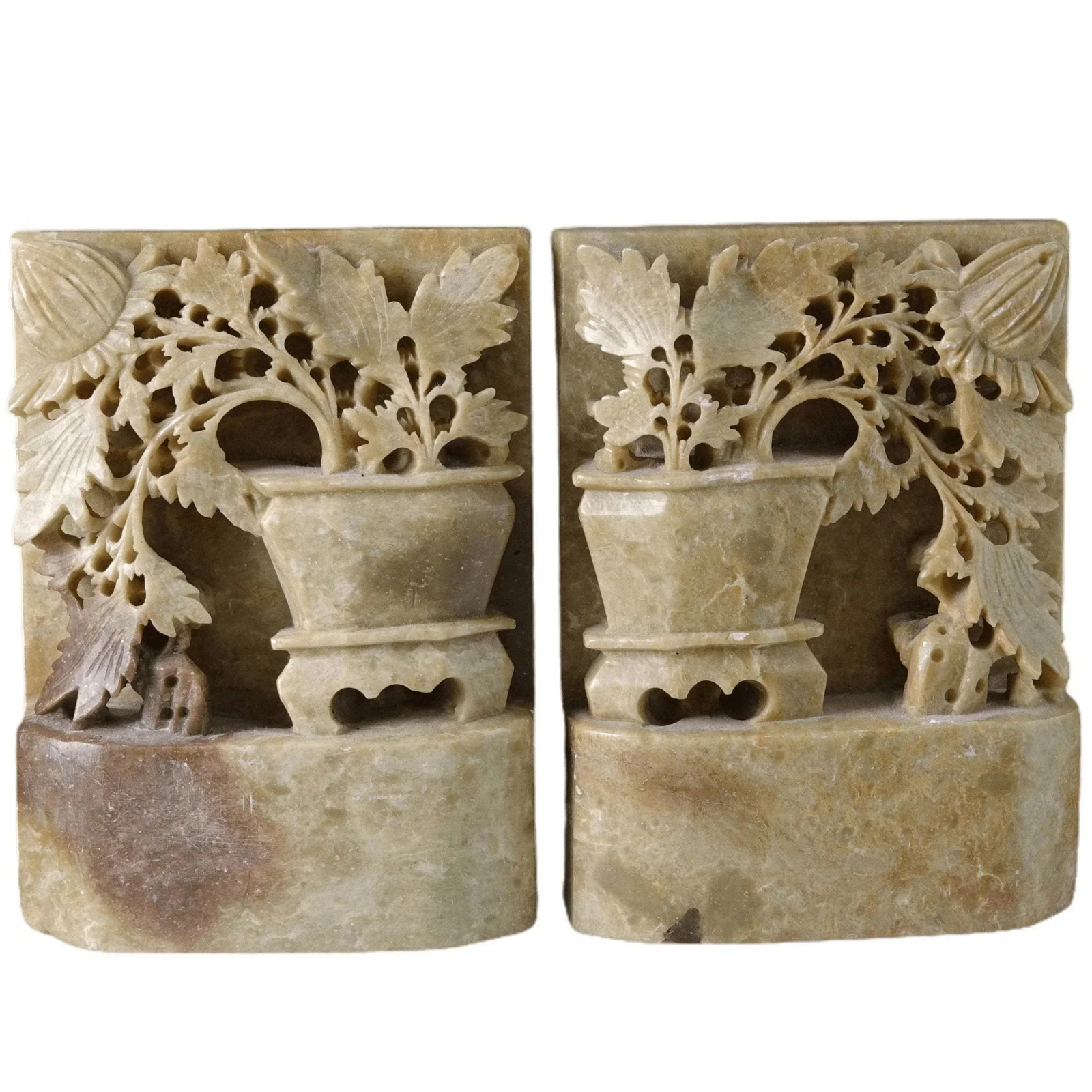 c1920's Chinese Soapstone Bookends