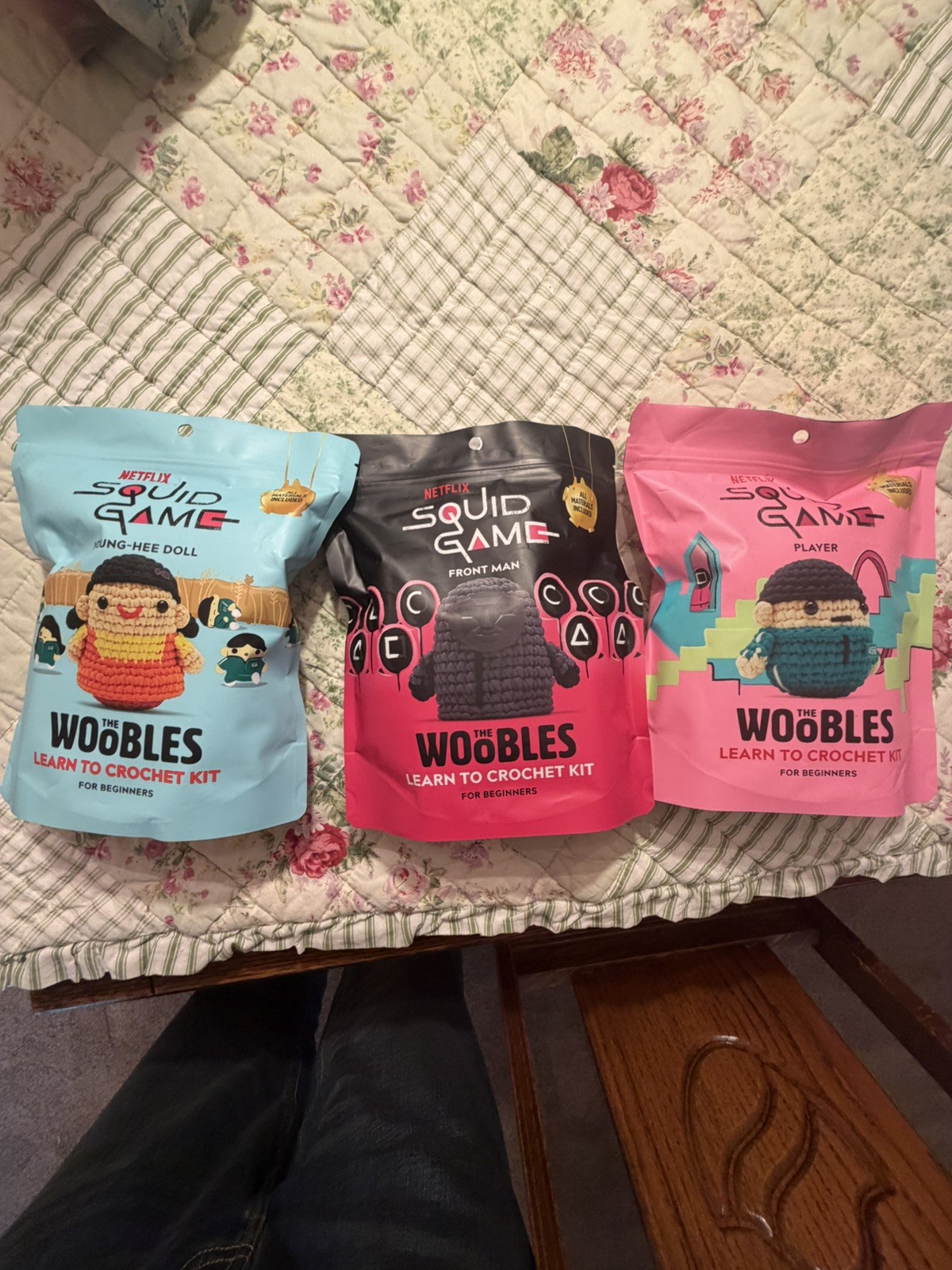 The Woobles Squid Game Crochet Kits 3 Pack Front Man Player Young-Hee NEW