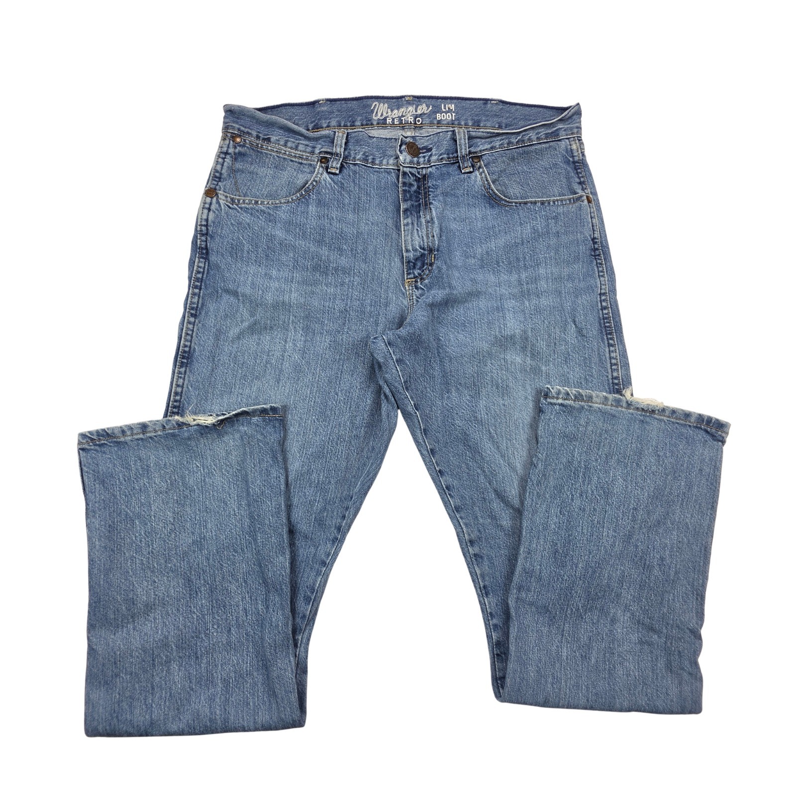 Wrangler Retro Jeans Mens 34x32 Blue Slim Boot Cowboy Western Denim 77MWZWO