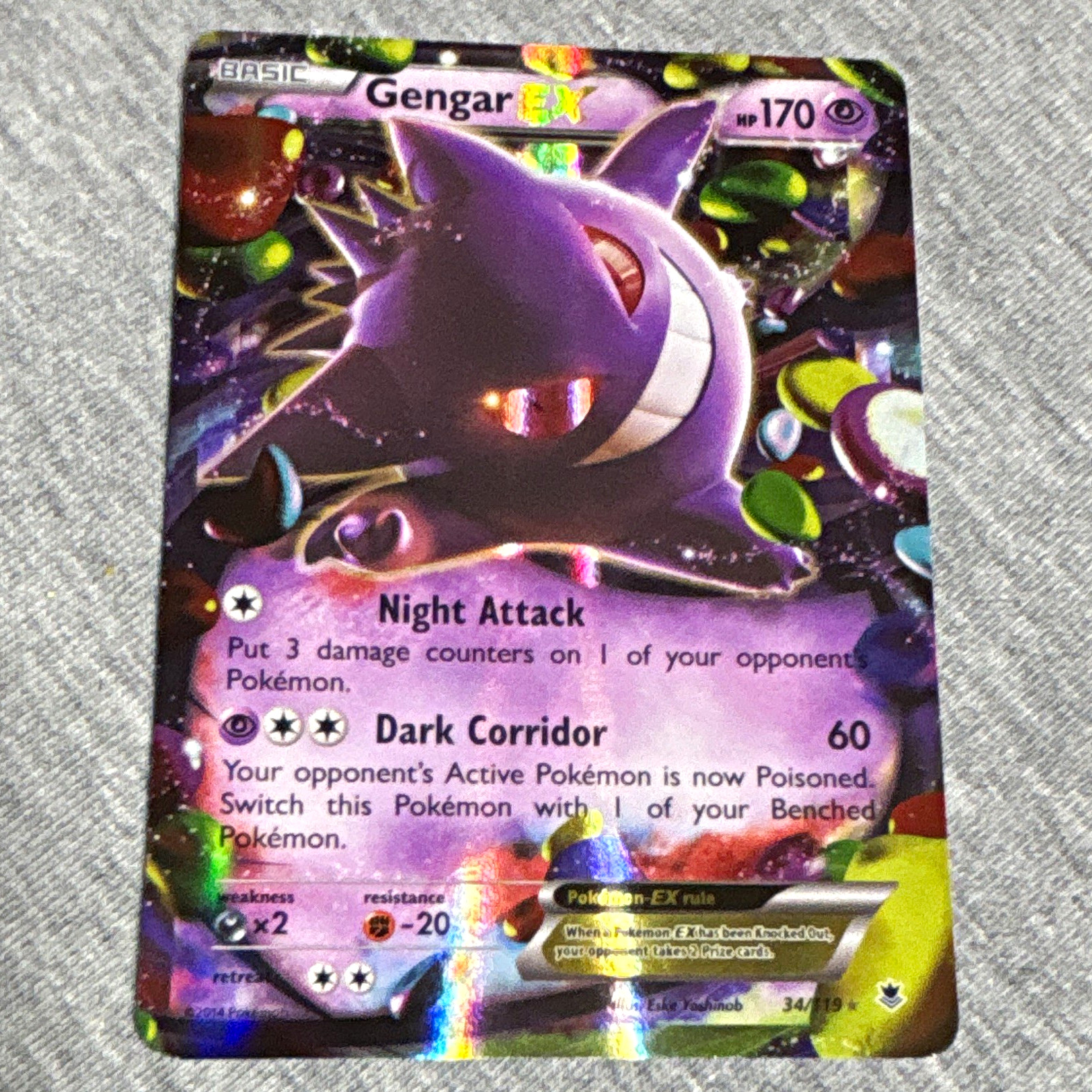 Pokemon Gengar EX 34/119 XY Phantom Forces Ultra Rare Holo English 2014 170HP Pokemon Gengar EX 34/119 XY Phantom Forces Ultra Rare Holo English 2014 170HP