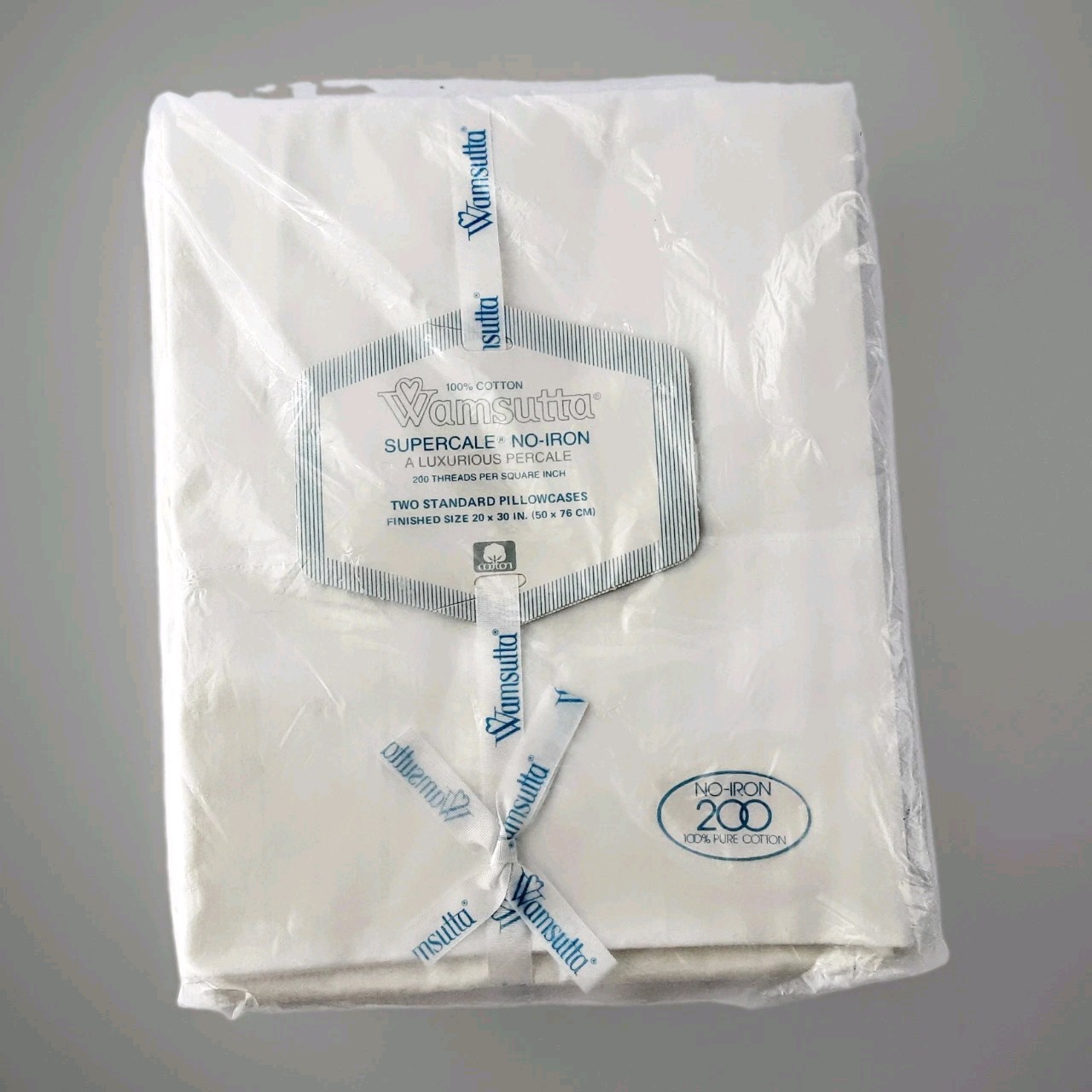 Vtg Wamsutta 100% Cotton Supercale 200 Standard Pillowcases Pair White NOS 