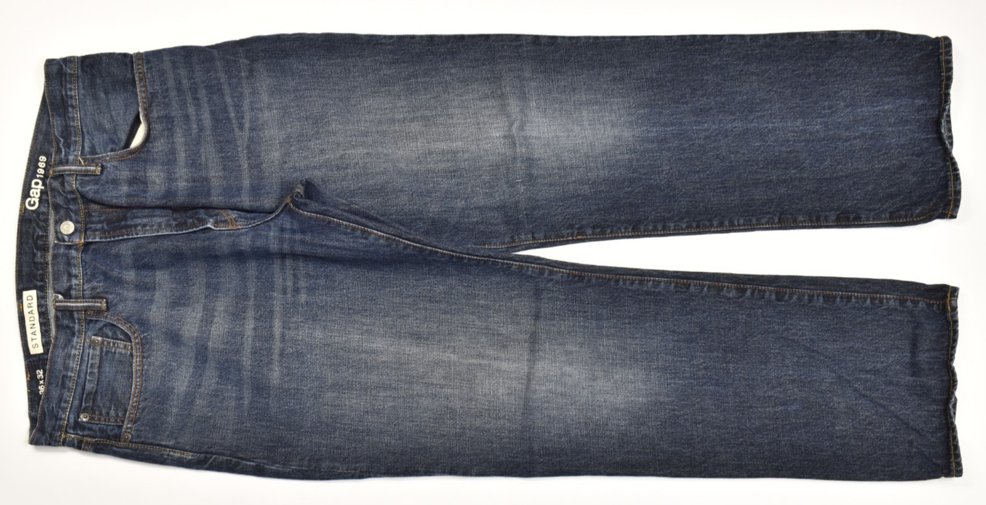 GAP 1969 Mens Jeans 36x32 Blue Denim Standard Fit Straight Dark Wash Cotton
