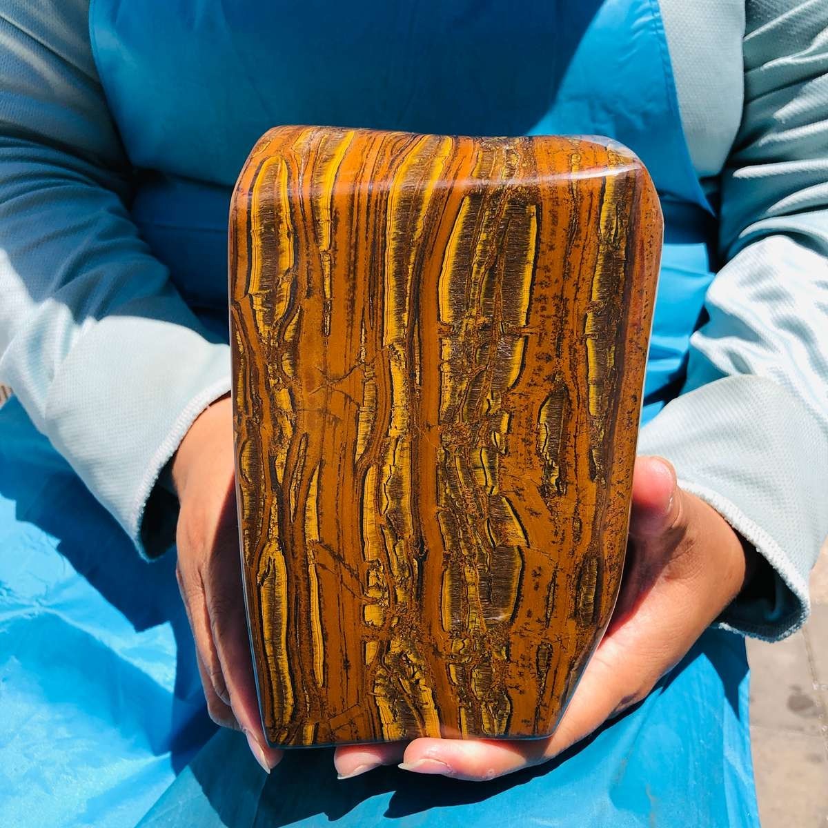 9.21LB Large Natural Tigers Eye Quartz Crystal Rough Mineral Specimen Healing