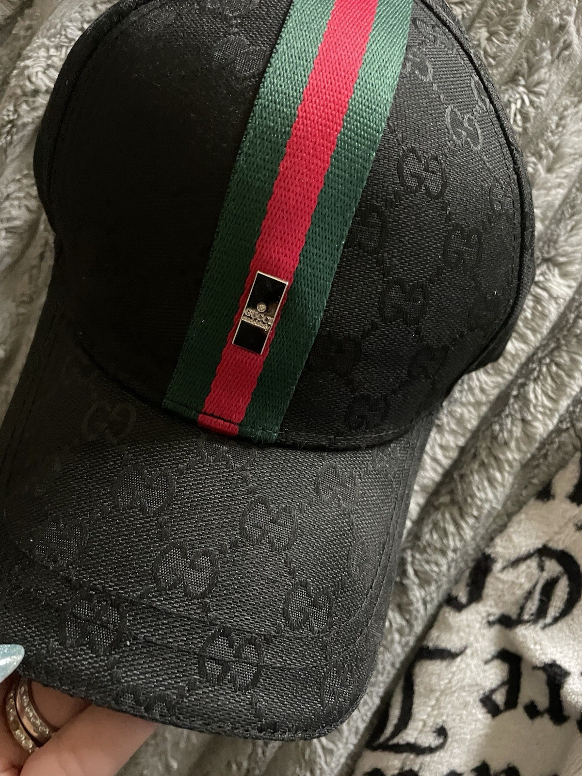 Black Gucci Baseball Cap Italian Stripe Hat Supreme GG Monogram Adjustable Black Gucci Baseball Cap Italian Stripe Hat Supreme GG Monogram Adjustable