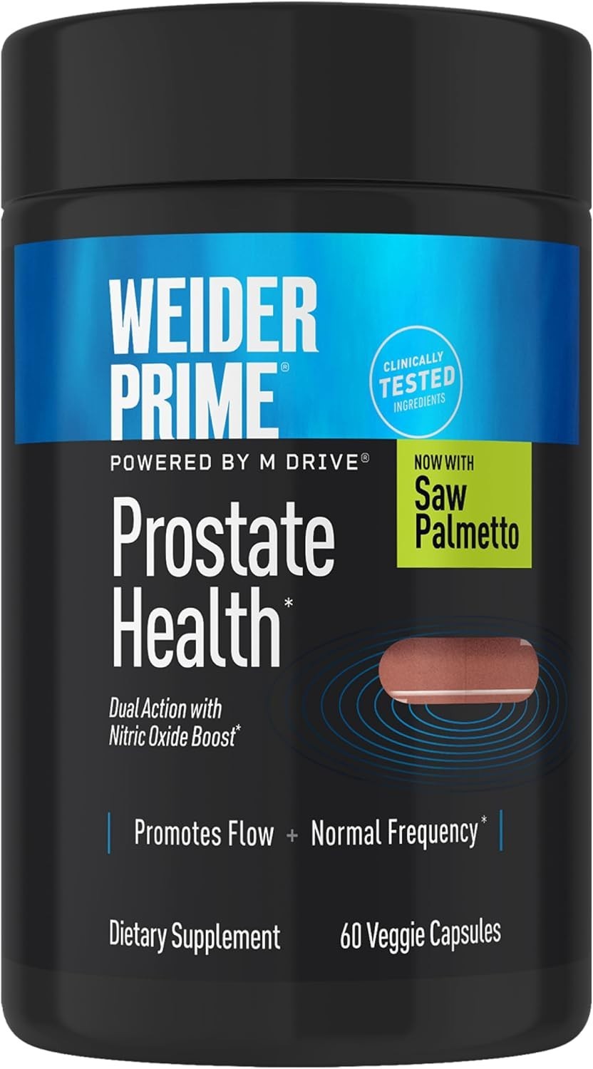 Weider Prime Prostate Health for Men, Saw Palmetto, Dual Action with N.O. Boost,