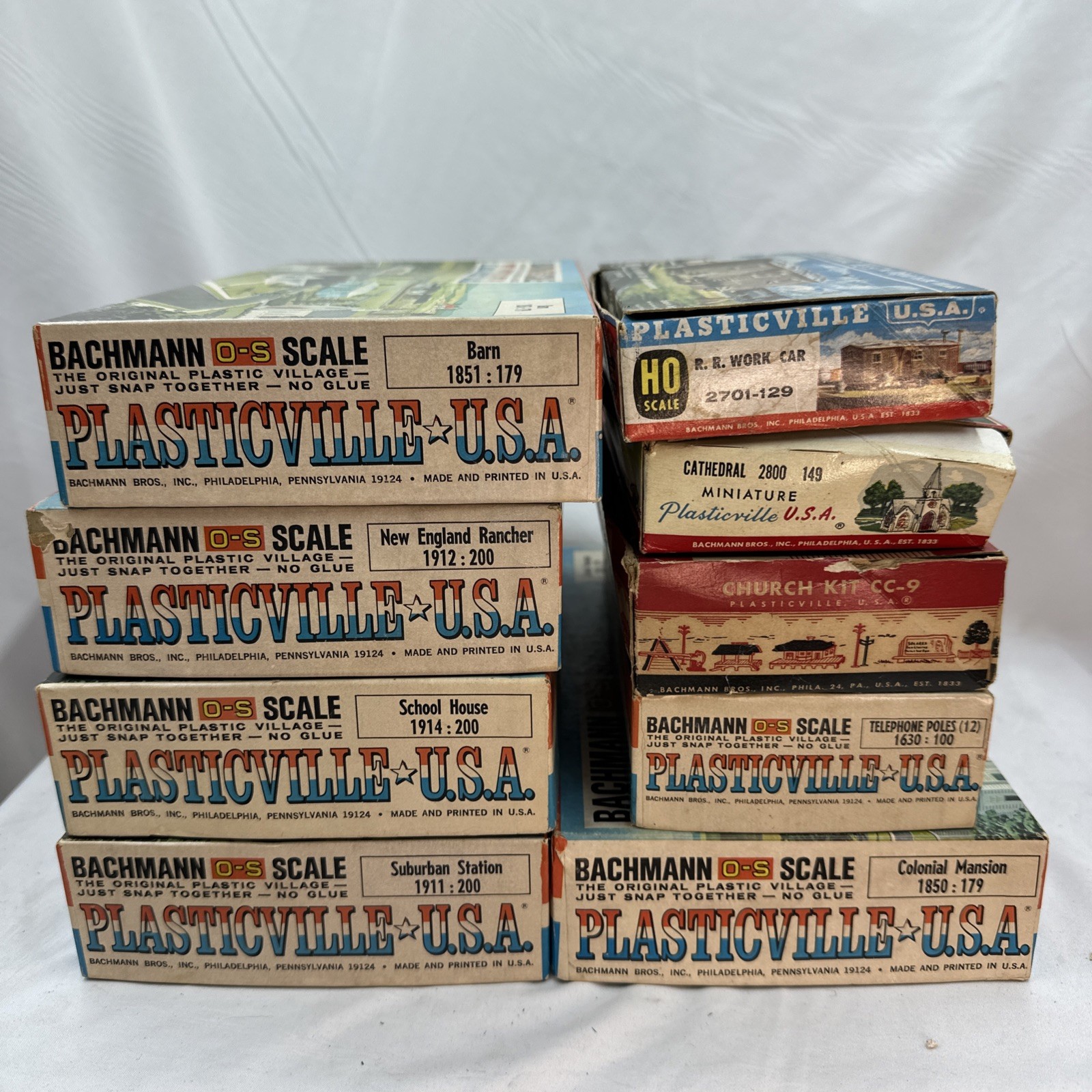 1950-60’s O Scale PLASTICVILLE USA  Lot of 9  Kits wOriginal Boxes Buchmann 2HO