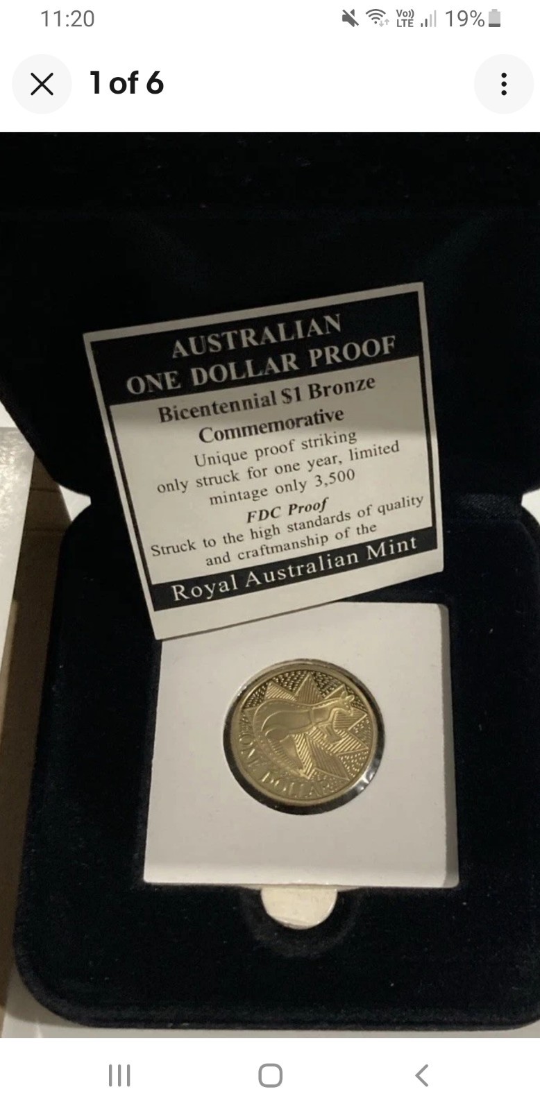1988 Aust: RAM Proof $1 Dollar Coin - Bicentennial Aboriginal Kangaroo Design