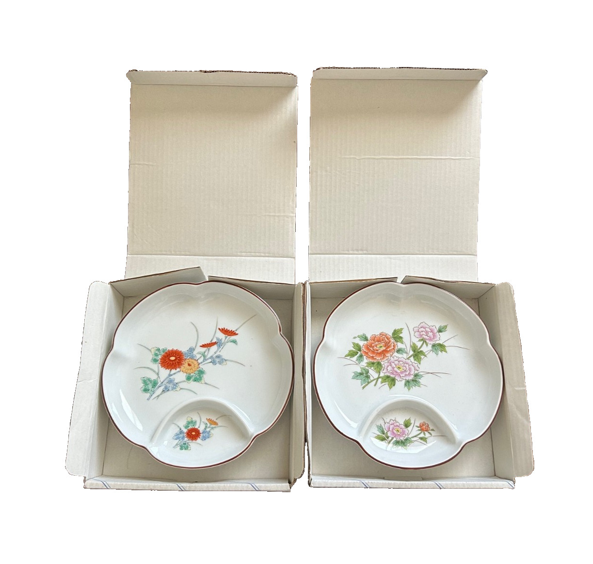 Takahashi Ryuho Japan Porcelain Snack Rice or Candy Dish floral design (set 2)