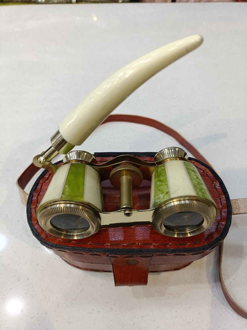 Antique Brass Opera Glasses with Mother of Pearl Handle, Vintage Theater Binocul