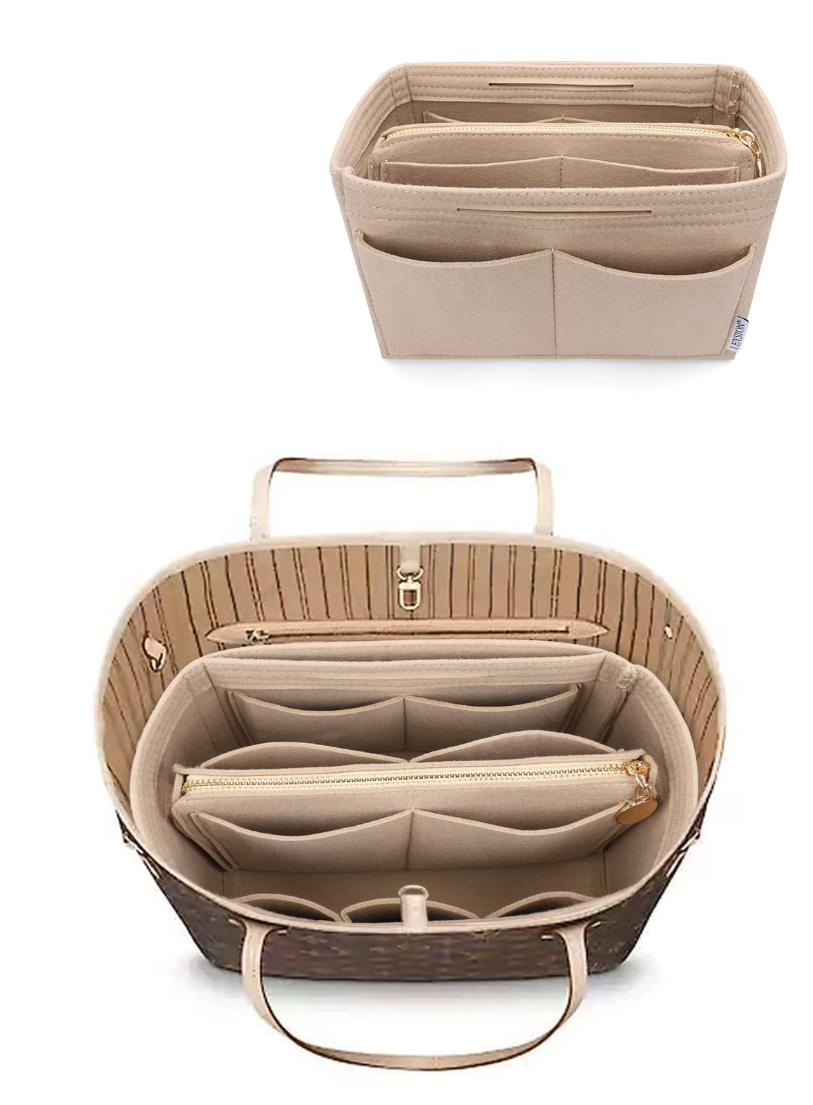 LEXSION Felt Purse Bag Organizer Insert with zipper Bag Tote Shaper Fit Speedy LEXSION Felt Purse Bag Organizer Insert with zipper Bag Tote Shaper Fit Speedy