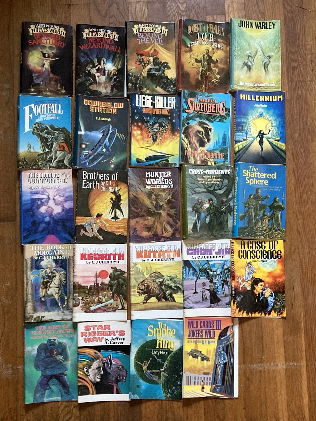 Lot of 24 Classic Sci Fi SF Hardcover Book Covers Vintage PKD Asimov Pohl Rey