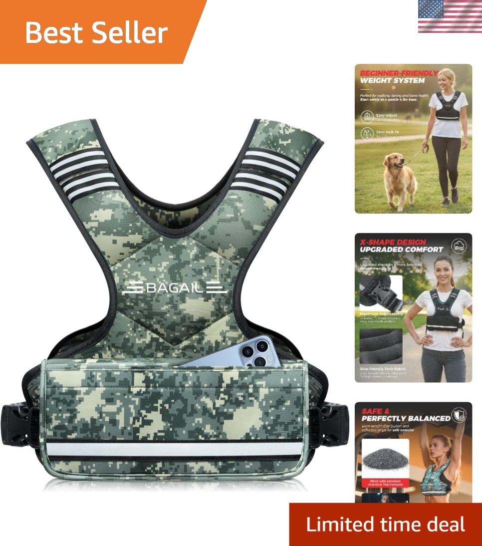 Versatile Women\'s Weighted Vest with 6 Removable Weights - Fitness Essential