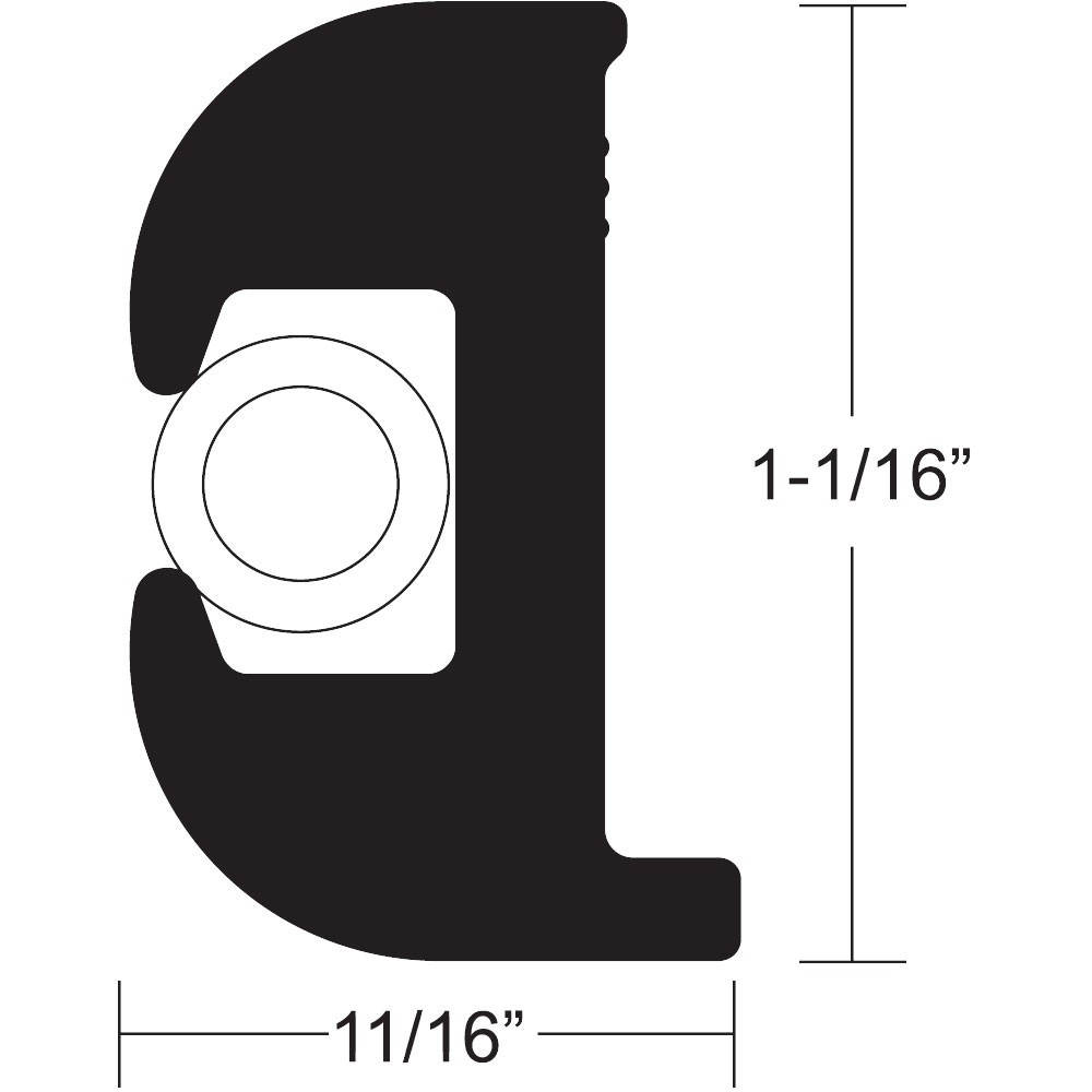 TACO Flex Vinyl Rub Rail Kit - Black w/White Insert - 50\' - 1-1/16\