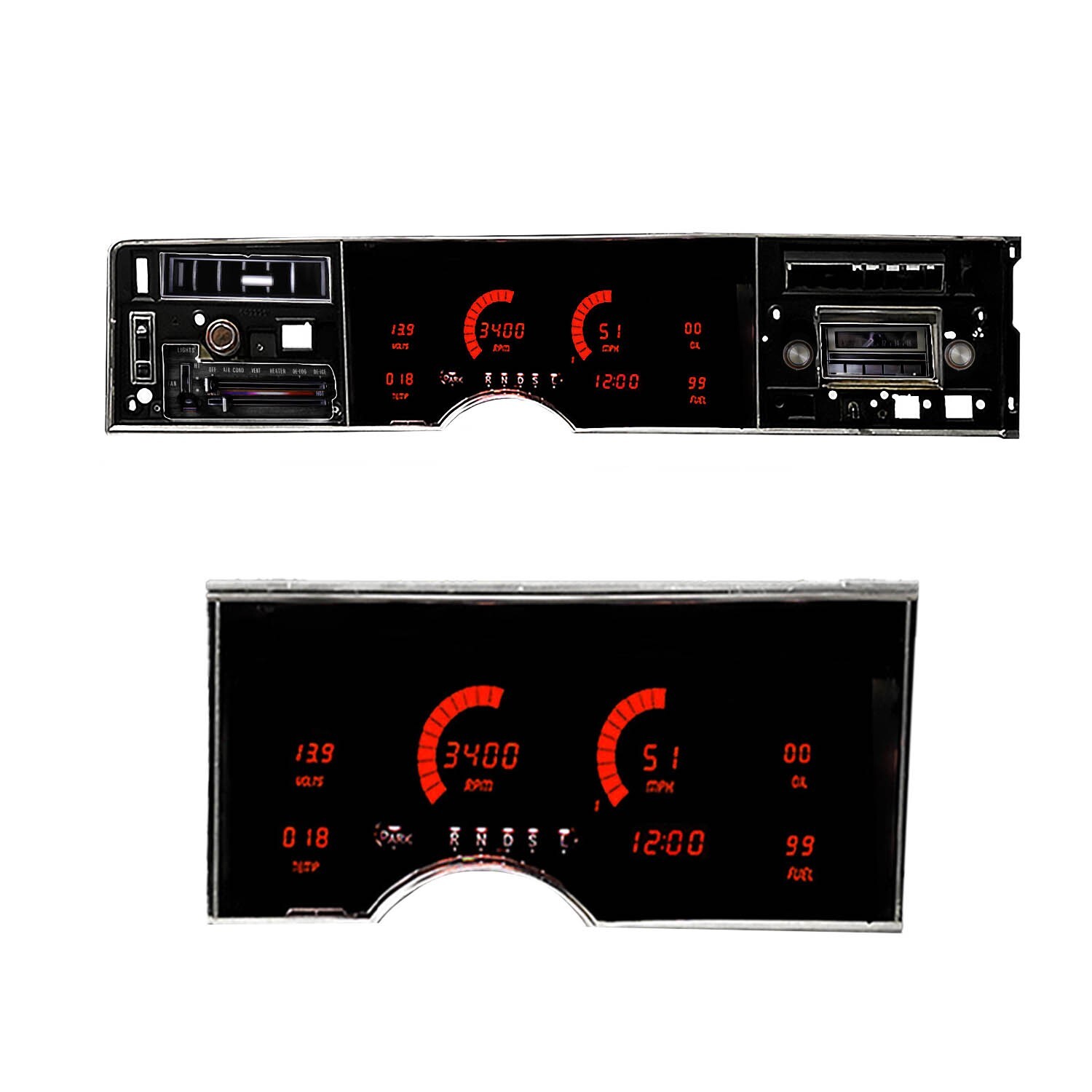 1974-1976 OLDSMOBILE DELTA 88 Digital Gauge Panel Red LED's DP1907R USA Made