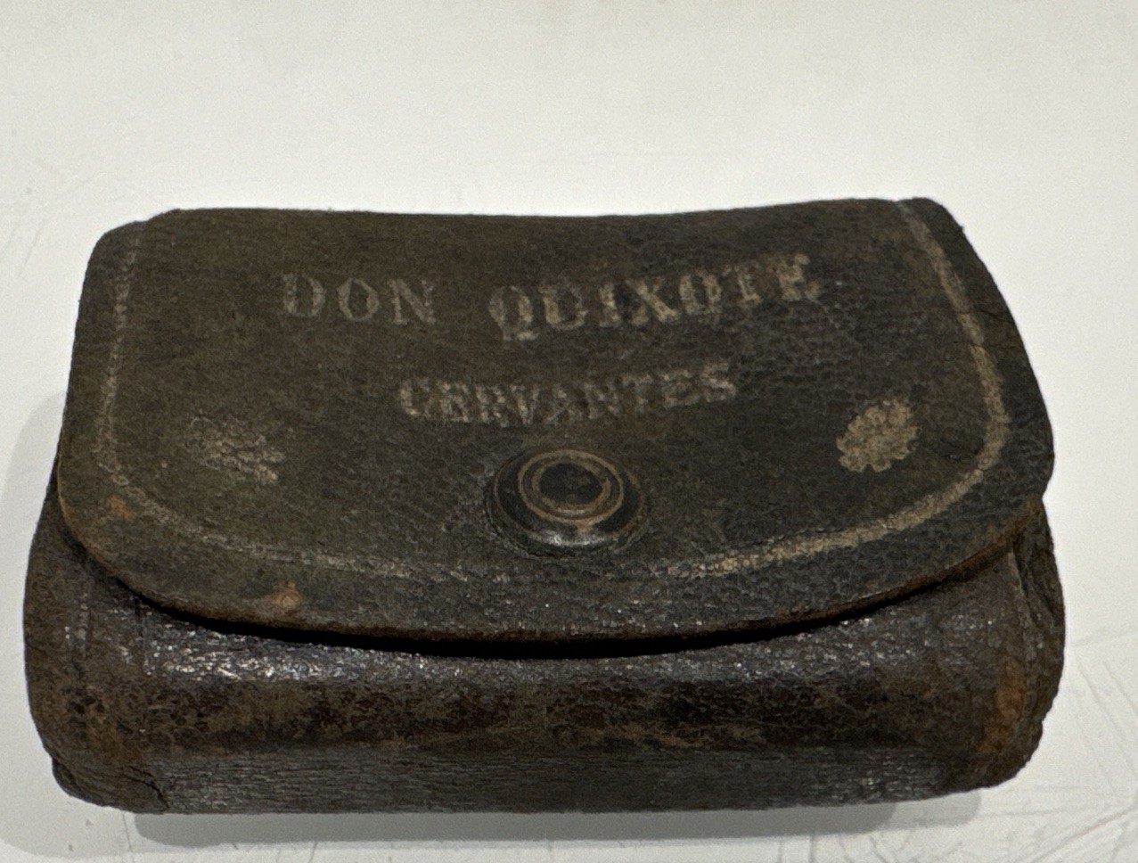RARE Antique Miniature Leather Bound Book Don Quixote delaMancha 1930 5.5cm Tall