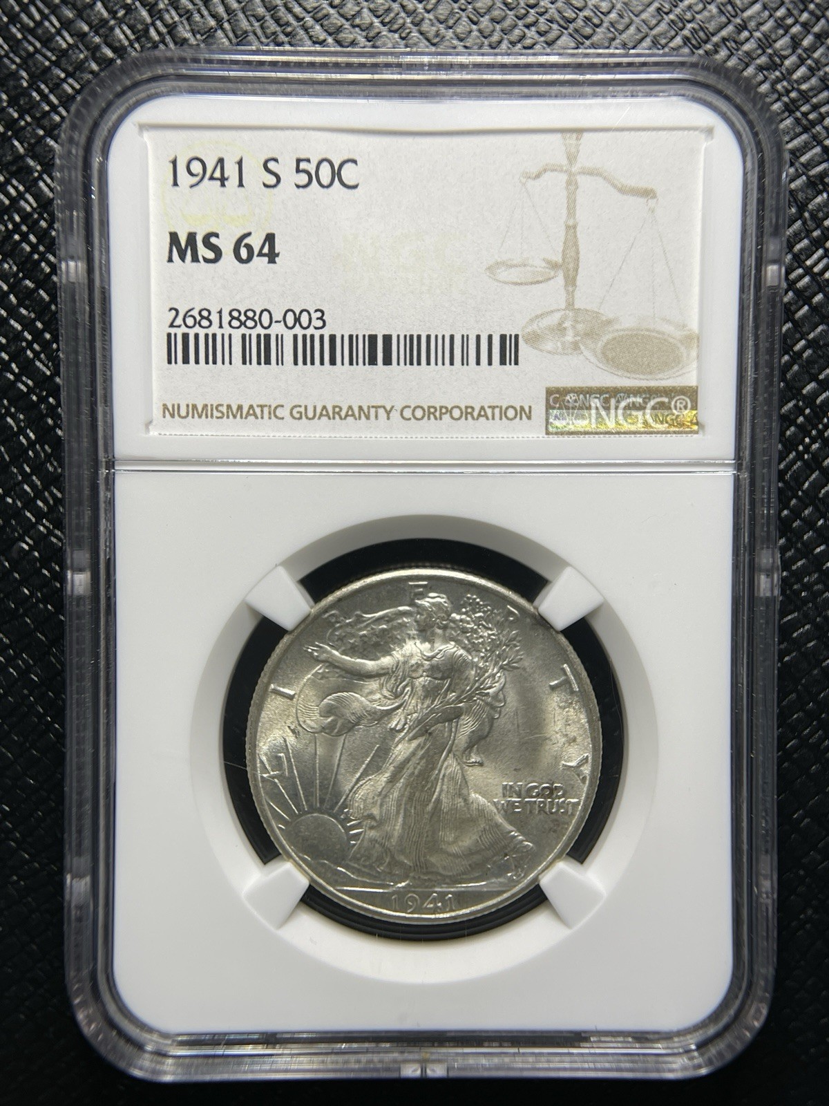 1941 S NGC MS64 Walking Liberty Silver Half Dollar US Mint Blast White - 51057