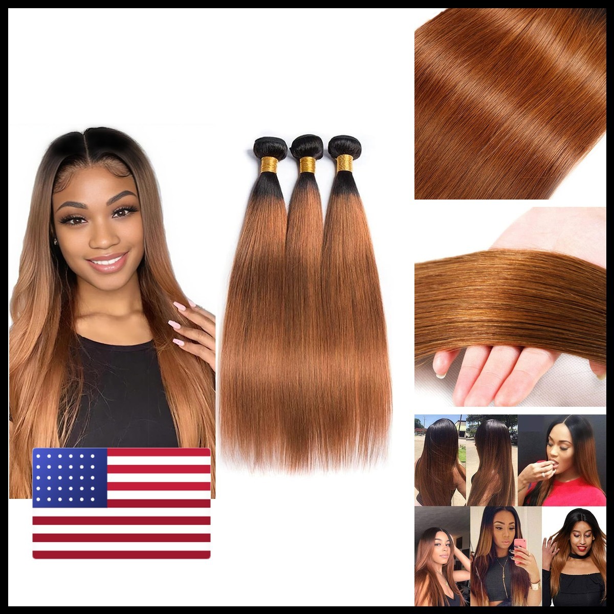 Leruikair Human Hair Bundles 22 24 26 Inch Straight T1B/30 Chocolate Brown Leruikair Human Hair Bundles 22 24 26 Inch Straight T1B/30 Chocolate Brown