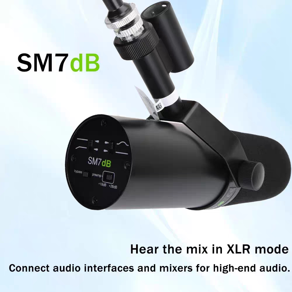 Shure SM7dB Dynamic Vocal Microphone Built-in Preamp Streaming Podcast XLR Black Shure SM7dB Dynamic Vocal Microphone Built-in Preamp Streaming Podcast XLR Black