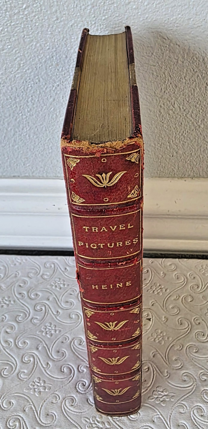 Vintage 1901 TRAVEL PICTURES by Heinrich Heine Book Red Leather Bohn's Library