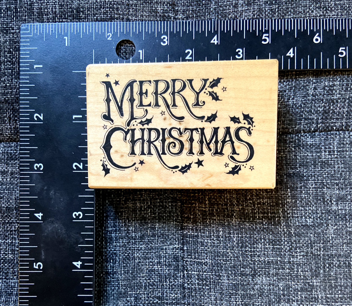 VTG PSX 1989 Merry Christmas USA Holiday Greeting Wooden Stamp