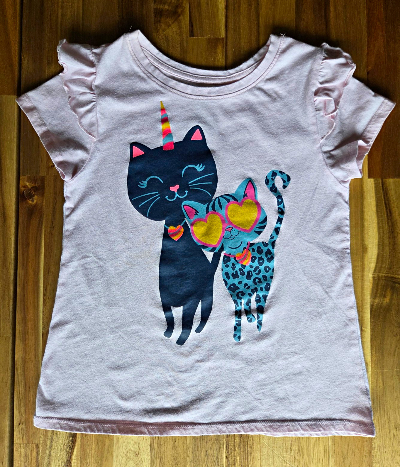 365 Kids Girls Pink Ruffle Sleeve Graphic Cat Unicorn Tee Crew Tagless Sz 10 365 Kids Girls Pink Ruffle Sleeve Graphic Cat Unicorn Tee Crew Tagless Sz 10