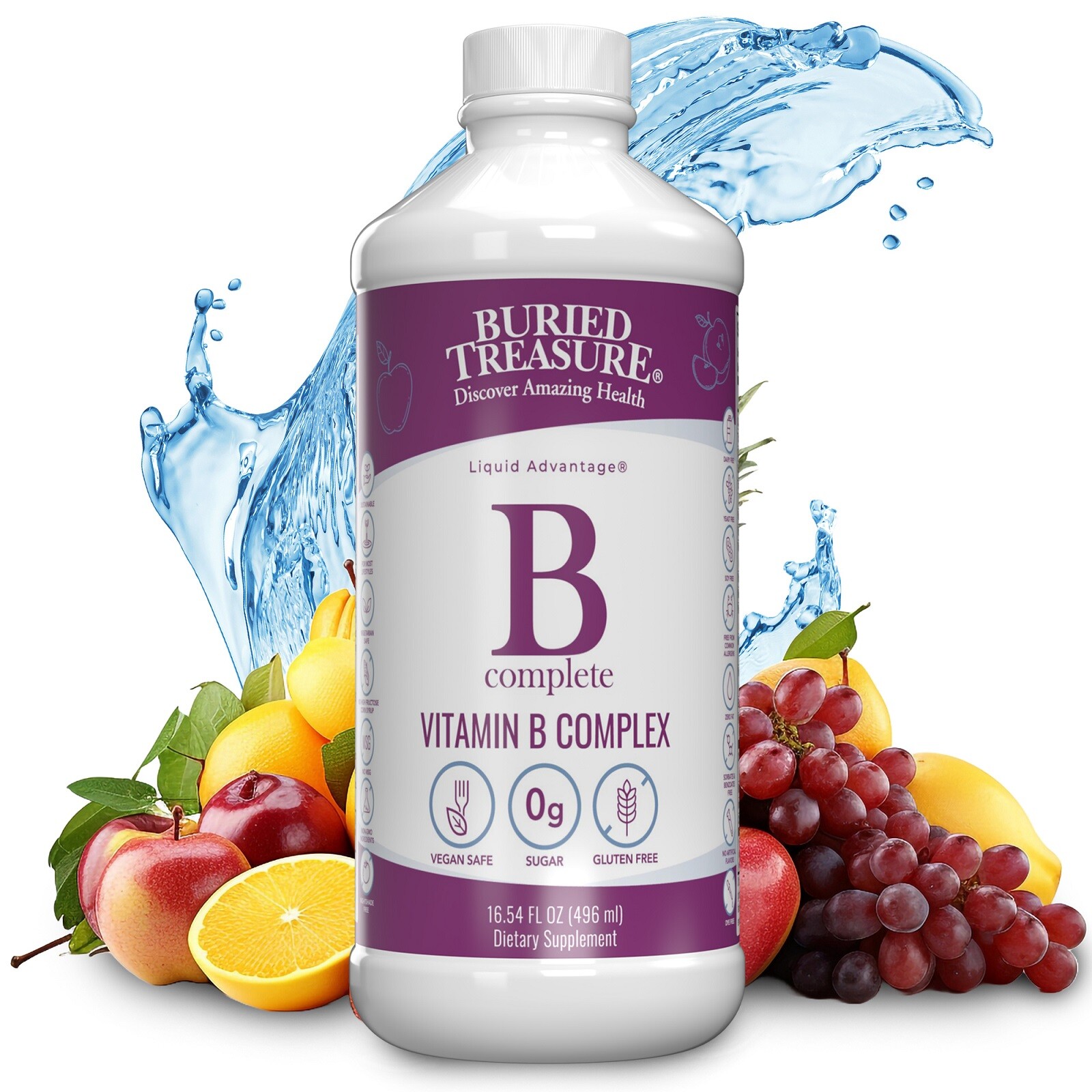 Buried Treasure Liquid B Complete Vitamin B complex, 16.54 fl oz (496 ml)