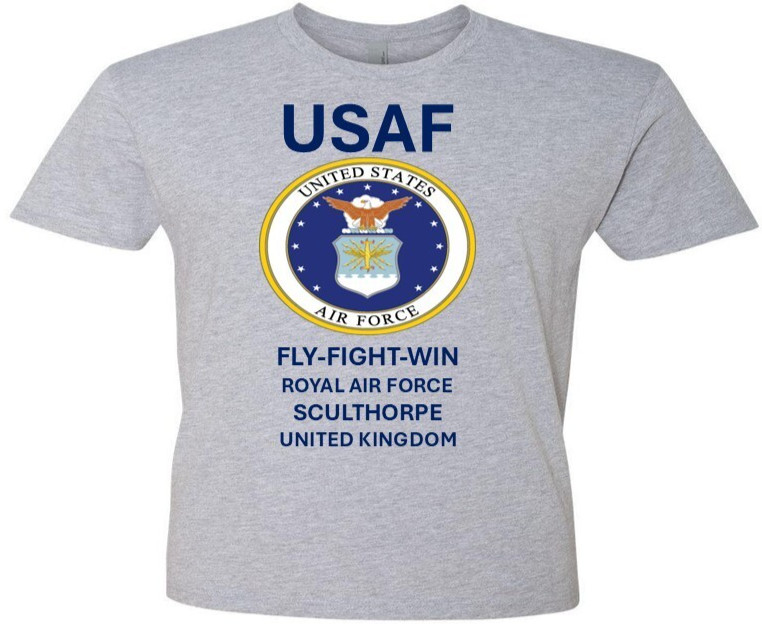 RAF SCULTHORPE* UNITED KINGDOM*SHIRT W/EMBLEM*USAF OFFICIALLY LICENSED