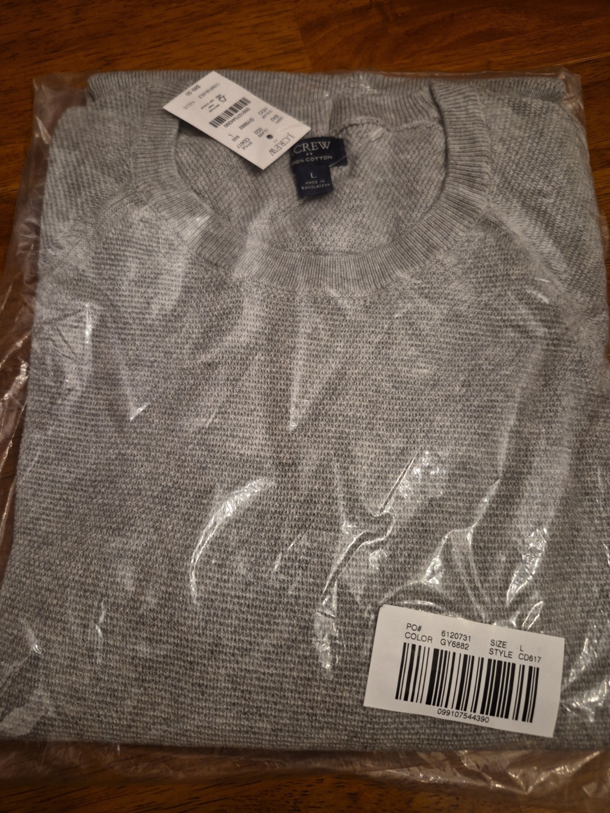 J. crew Knit Sweater - gray size L 100% cotton thin NWT mens