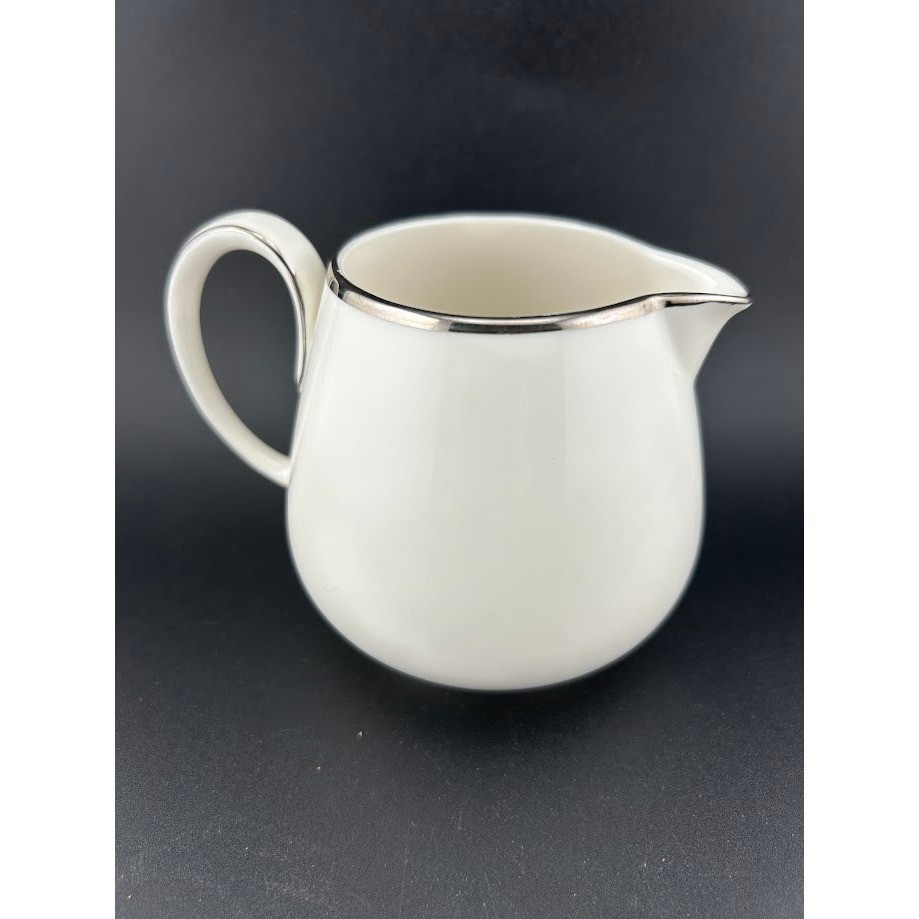 Noritake Yvonne Creamer Pitcher Ivory China Silver Trim 7522 Japan