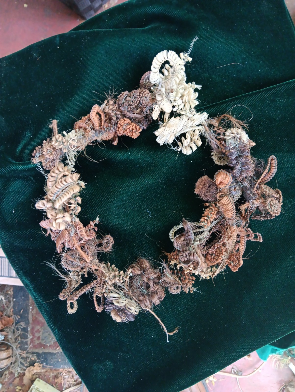 Victorian Mourning Wreath Real Hair Memorial Dismantled Ready For Reshape