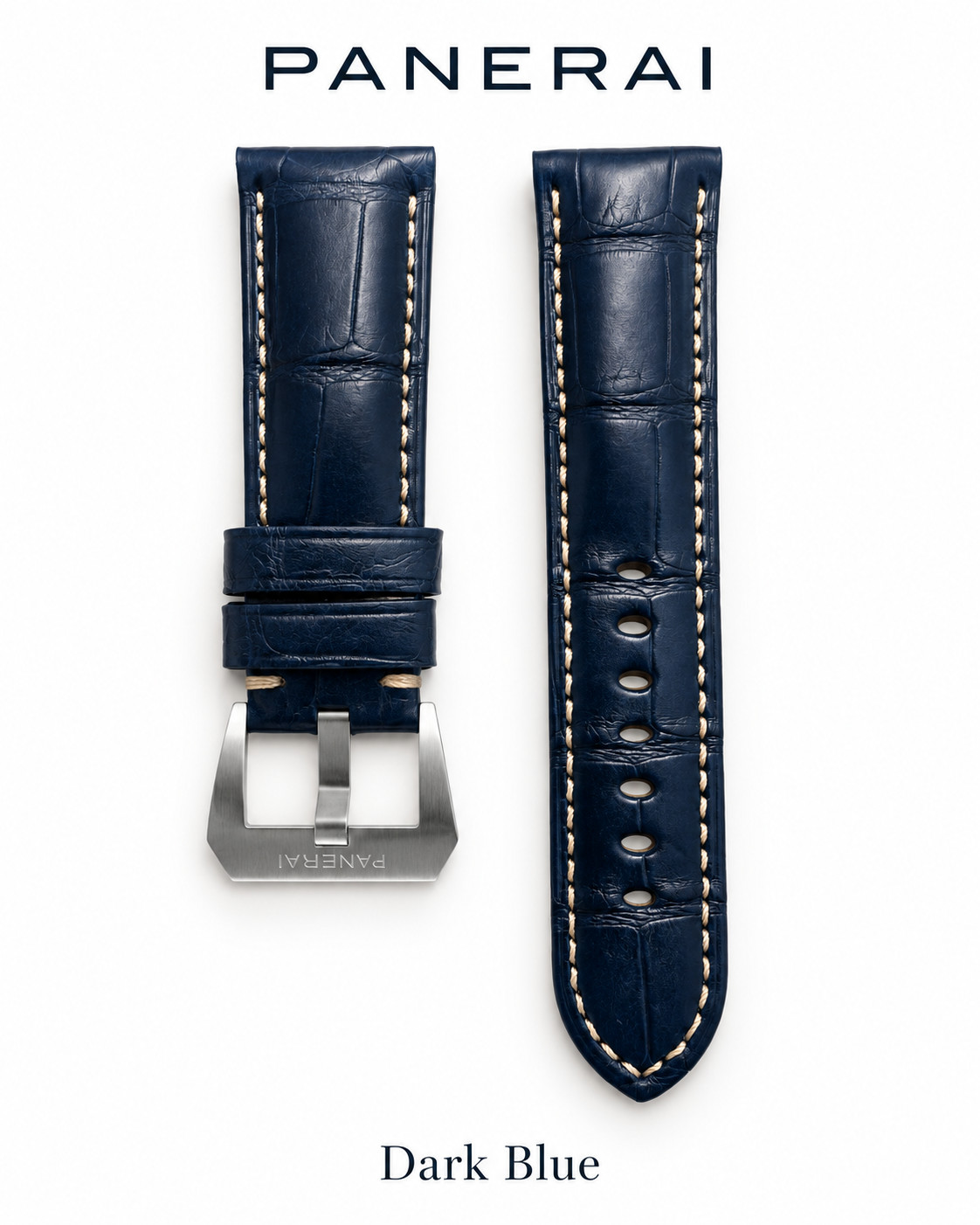 Panerai Dark Blue Alligator Strap White Stitch 24mm/22mm with Buckle MXE0GD3P