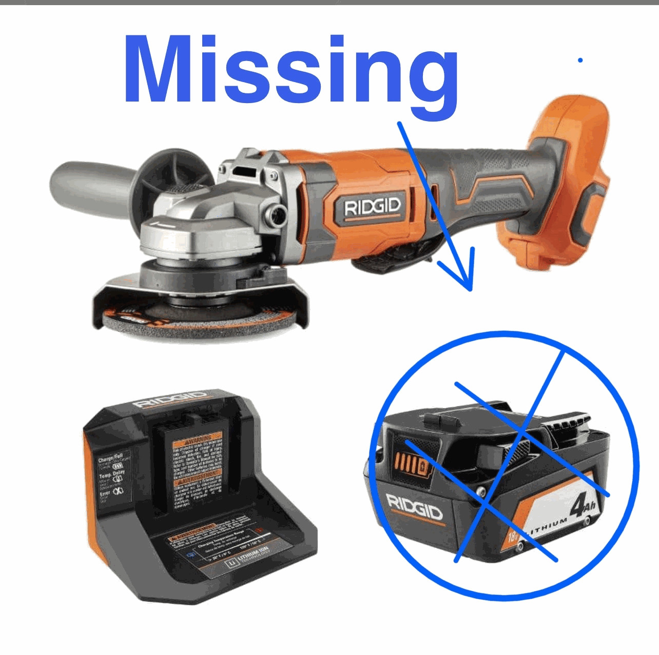 RIDGID 18V Cordless 4-1/2 in. Angle Grinder with Charger