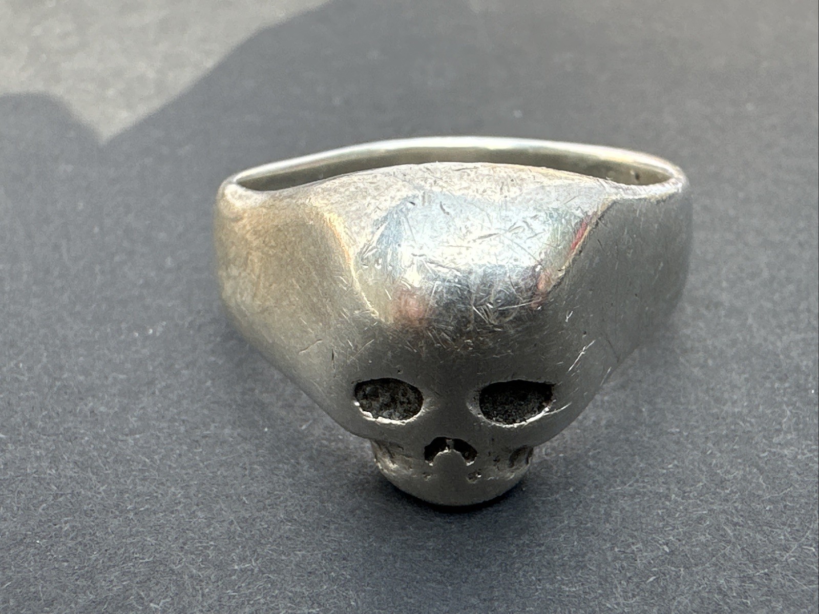 VTG USA BIKER OLD MJG Sterling Silver Sz 13 SKULL RING 15.7 Gram