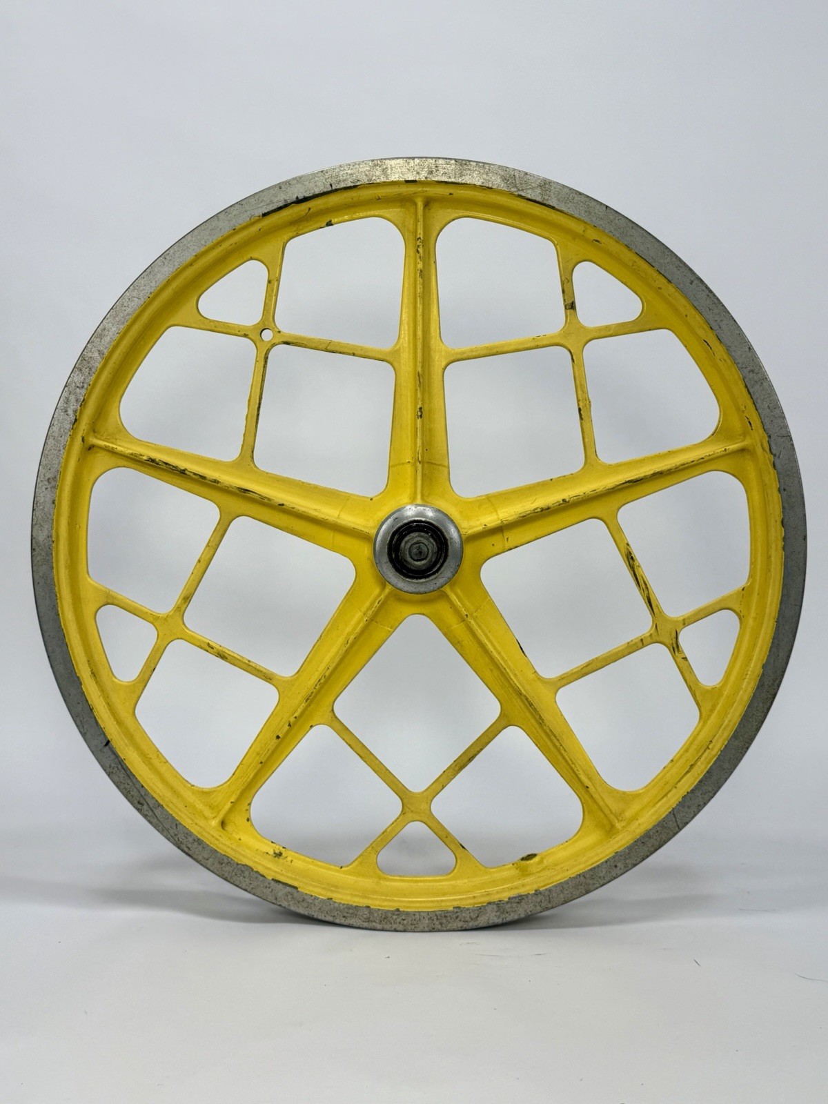 Vintage Motomag II Front Wheel Yellow USA Mongoose Chatsworth 20 in Old BMX Mag
