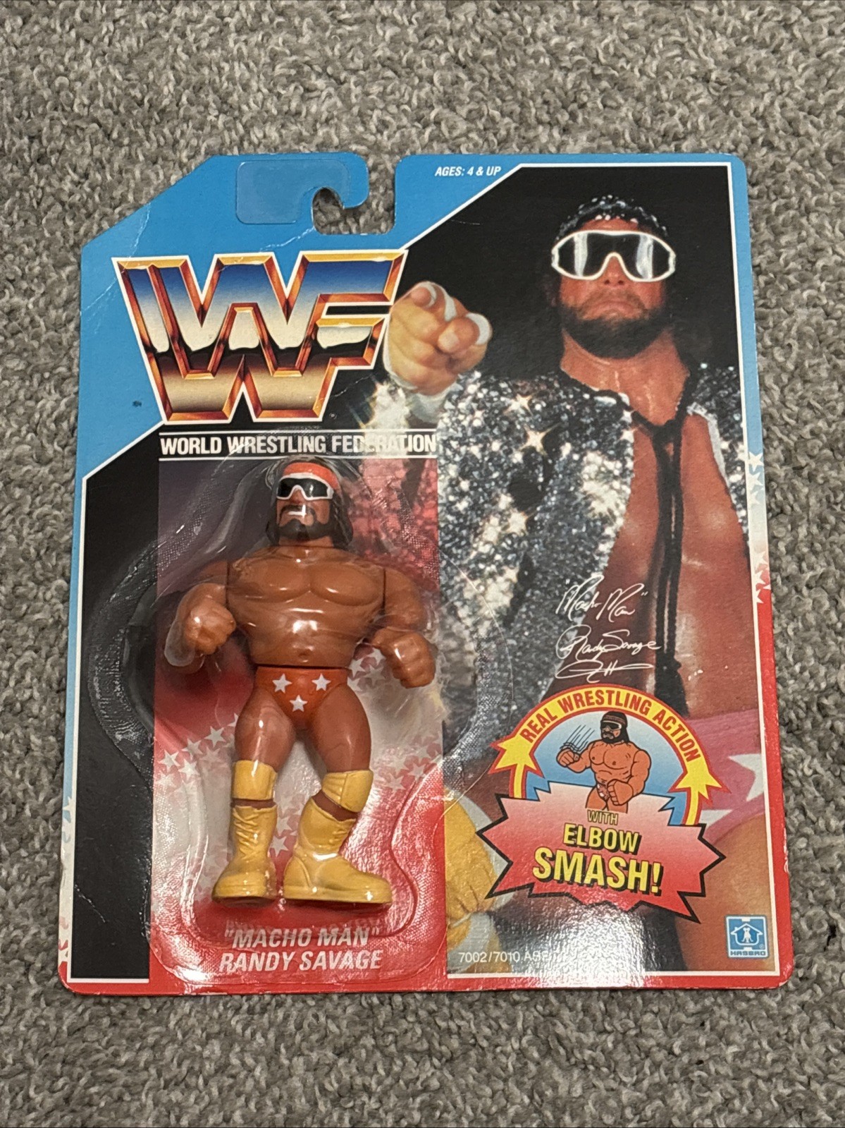 Macho Man Randy Savage Series 1 W/Elbow Smash WWF Wrestling 1990 Hasbro MOSC Macho Man Randy Savage Series 1 W/Elbow Smash WWF Wrestling 1990 Hasbro MOSC