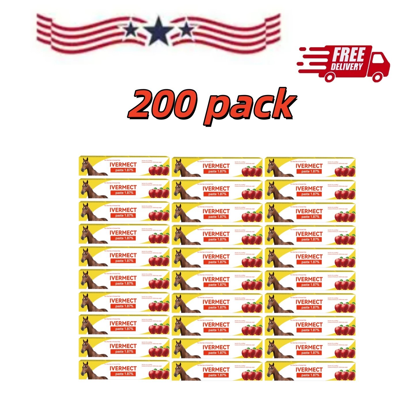 200 Pack In Box Paste Horse Dewormer Apple Flavor wormer EXP 1/2028 Free deliver