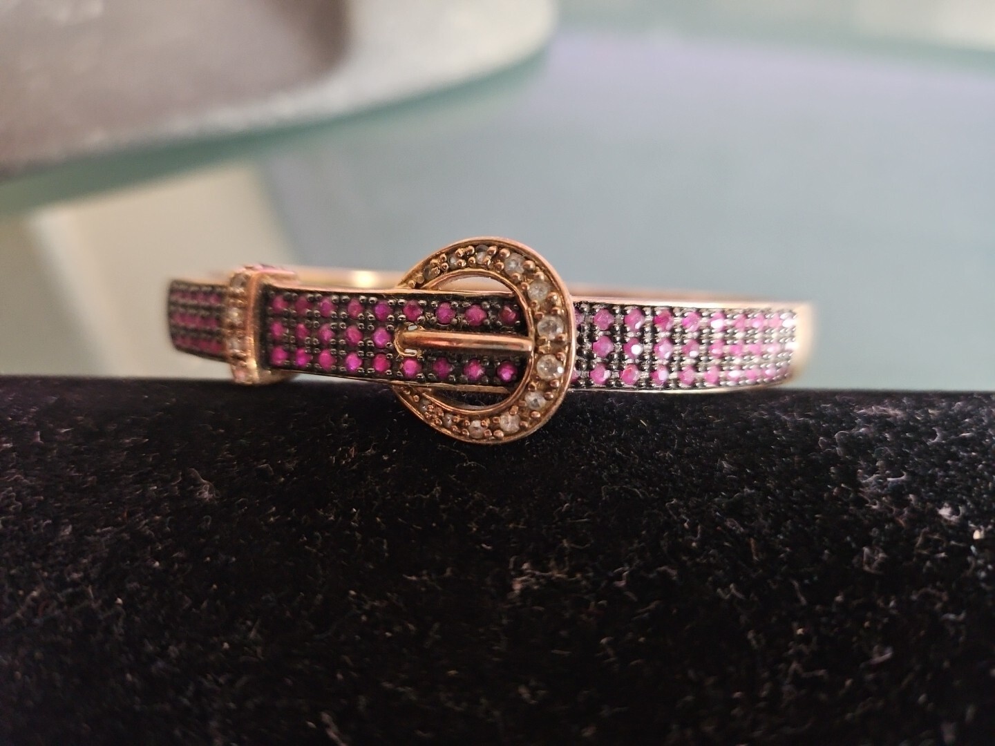 Mahaleo Sterling Silver Yellow Gold Plated Ruby & Zircon Buckle Bracelet Mahaleo Sterling Silver Yellow Gold Plated Ruby & Zircon Buckle Bracelet