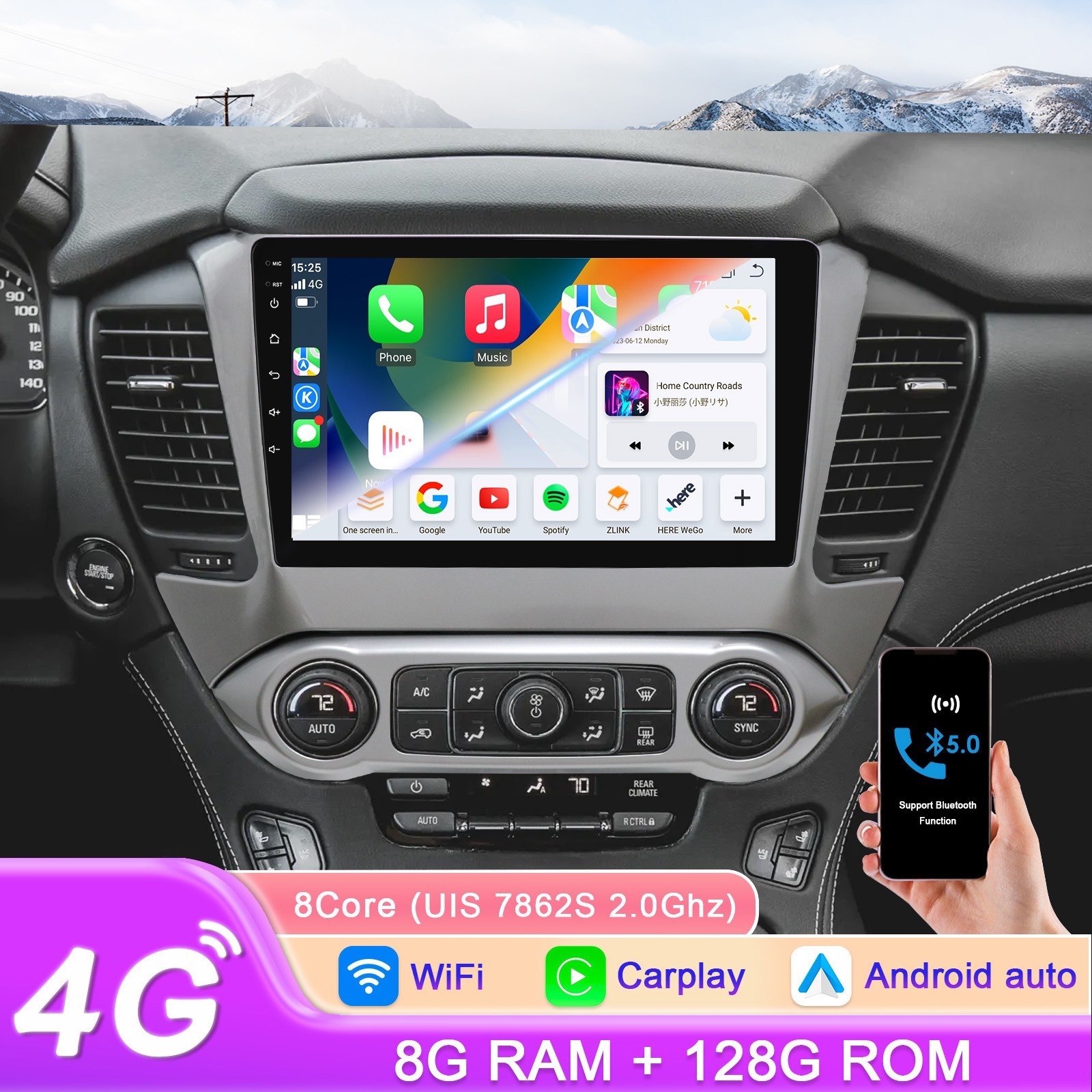 8+128GB Android 8Core Car Stereo Radio For GMC Chevrolet Tahoe 2015-2019 Carplay